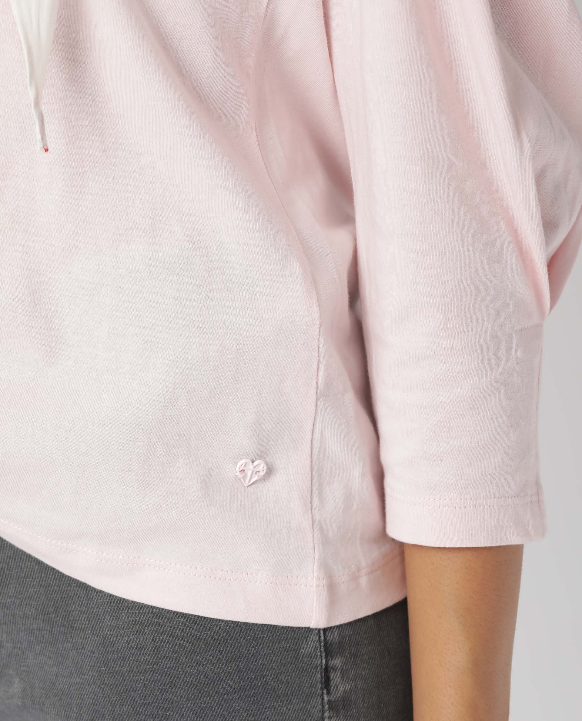 Rareism Womens Ballerina Pink Top Cotton Fabric Regular Fit Puff Sleeves Round Neck