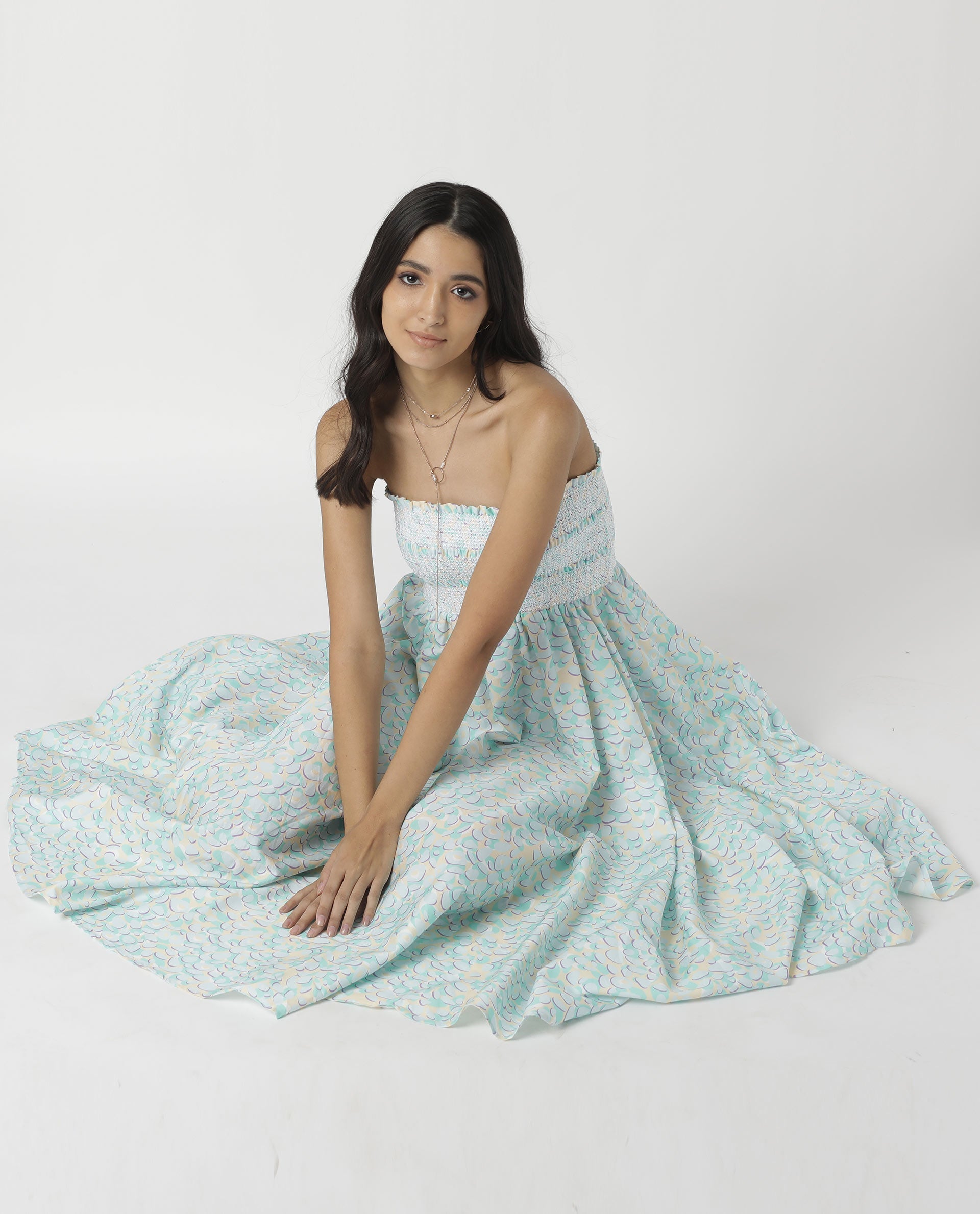 Rareism Women Toki Purple Dress Cotton Satin Fabric Sleeveless Printed