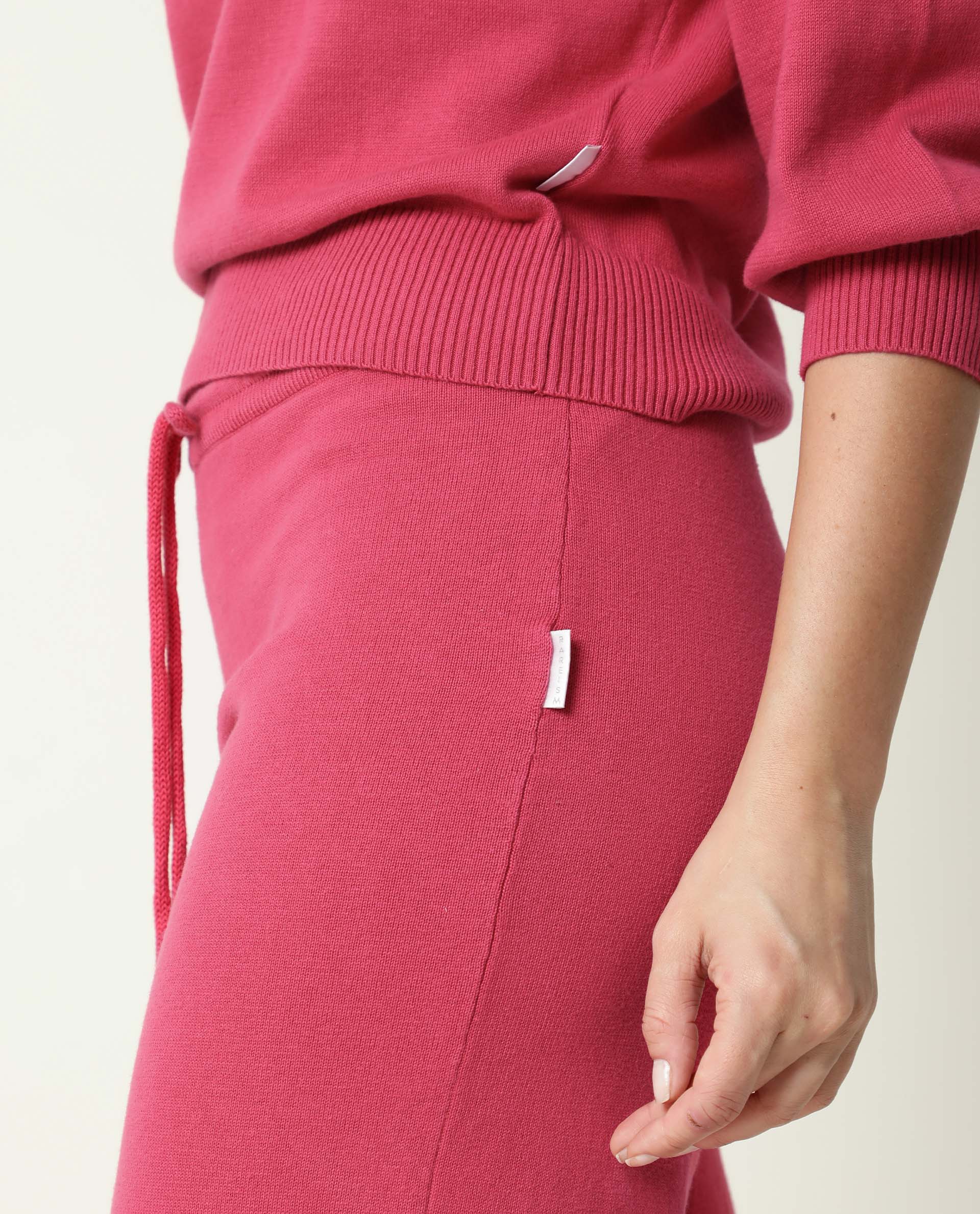 Rareism Women Finn Light Pink Cotton Fabric Straight Fit Full Sleeves Solid Hooded Track Suit