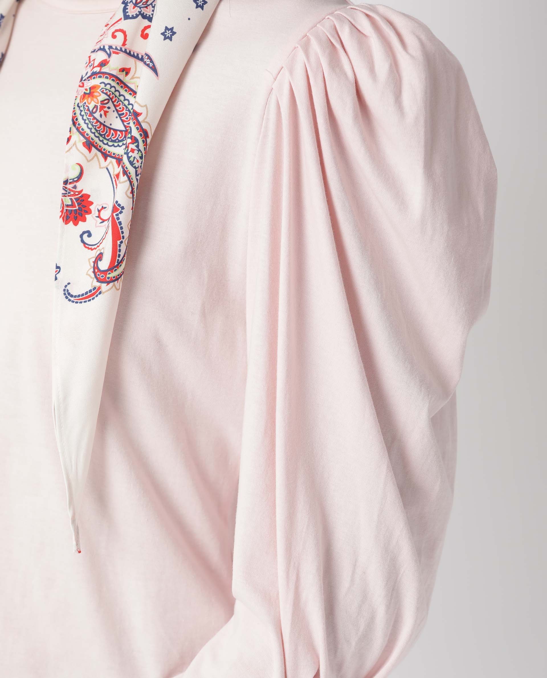 Rareism Womens Ballerina Pink Top Cotton Fabric Regular Fit Puff Sleeves Round Neck