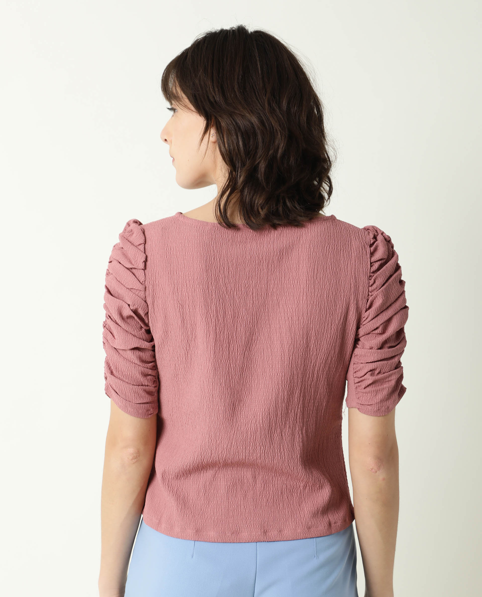 Rareism Women Frozen Brown Cotton Fabric Regular Fit Boat Neck Half Sleeves Solid Top