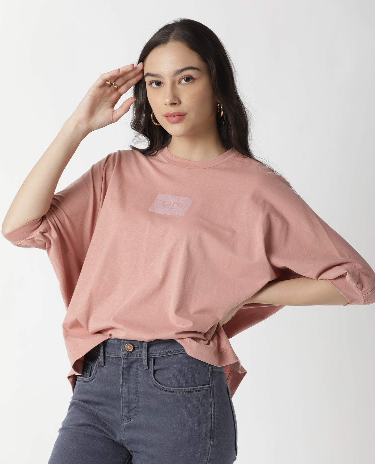 Rareism Womens Hooda 2 Pink T-Shirt Round Neck 3/4Th Sleeve