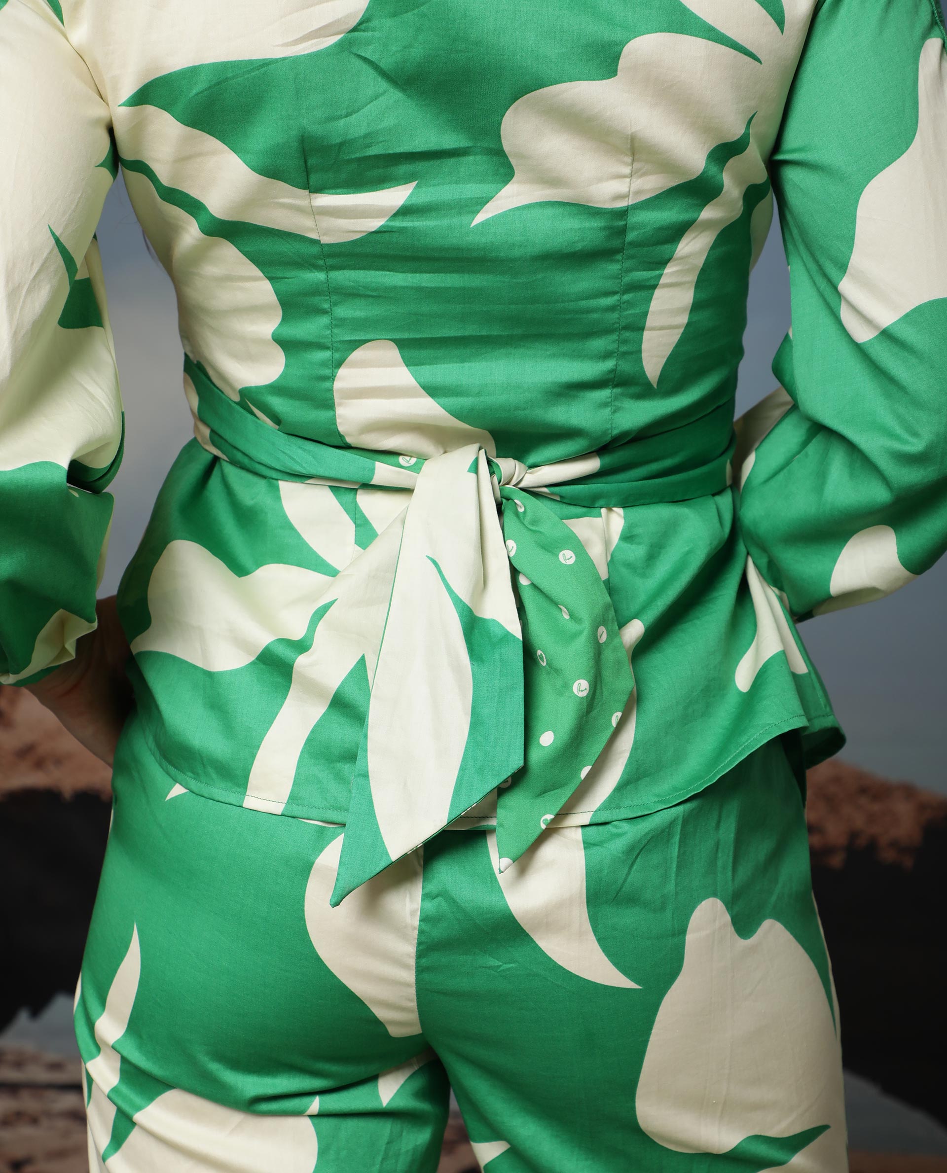 Rareism Women Sloane Green Top Cotton Fabric Full Sleeves Print