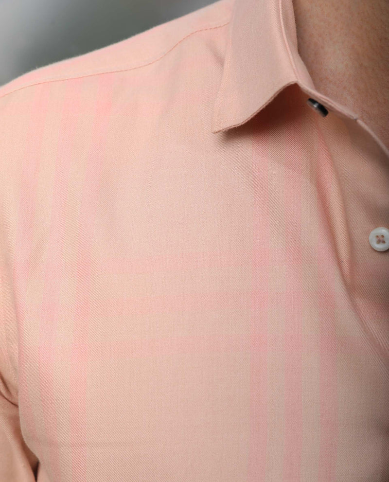 Rare Rabbit Men's Carnet Dusky Pink Cotton Polyester Fabric Full Sleeves Checks Shirt