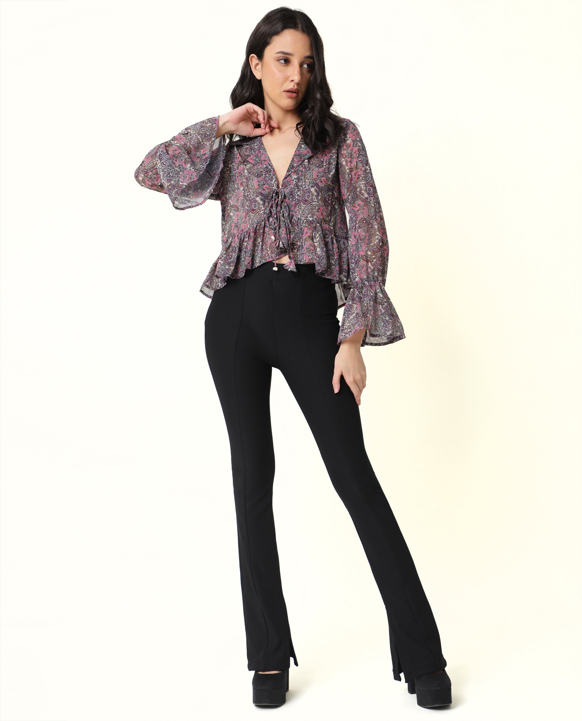 Rareism Women Hill Pink Shrug Polyester Fabric Full Sleeves Drawstring Closure Solid