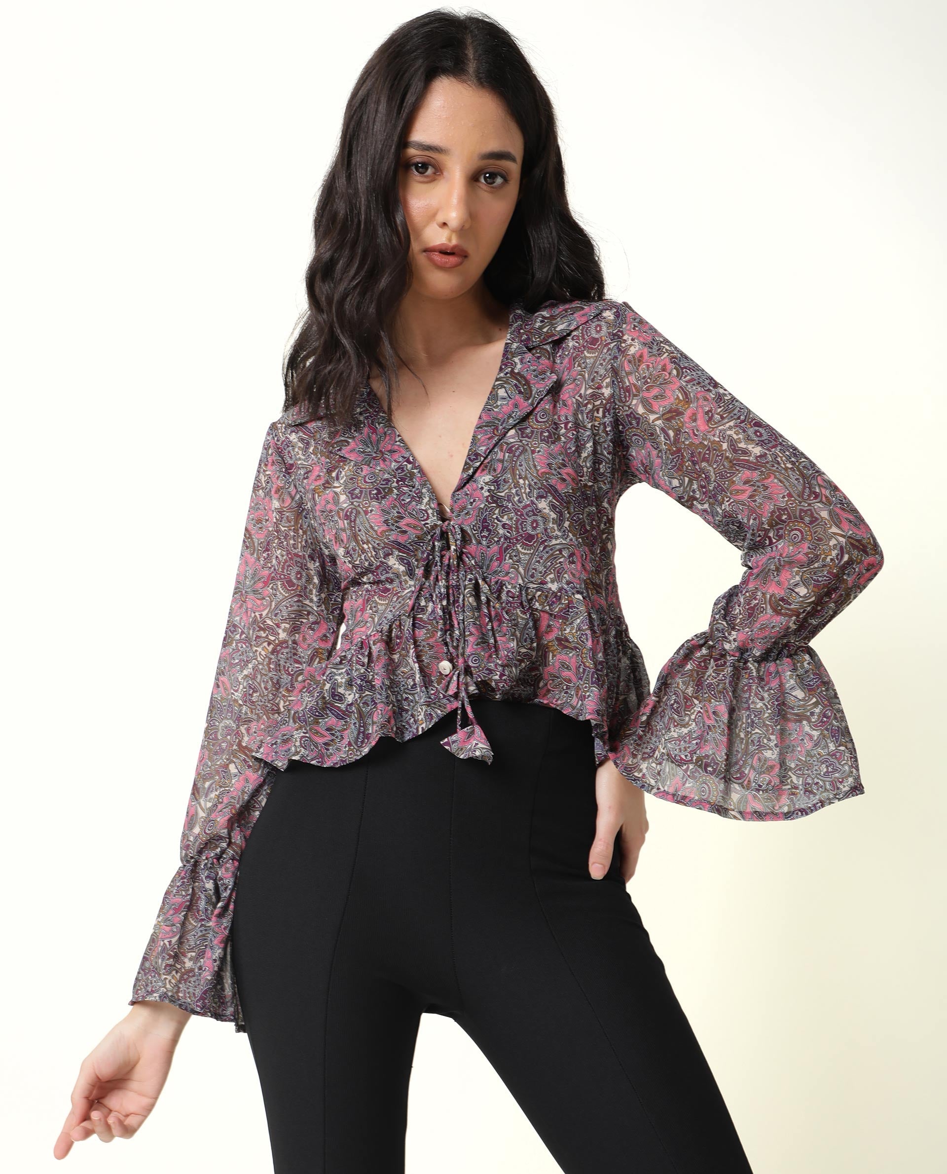 Rareism Women Hill Pink Shrug Polyester Fabric Full Sleeves Drawstring Closure Solid