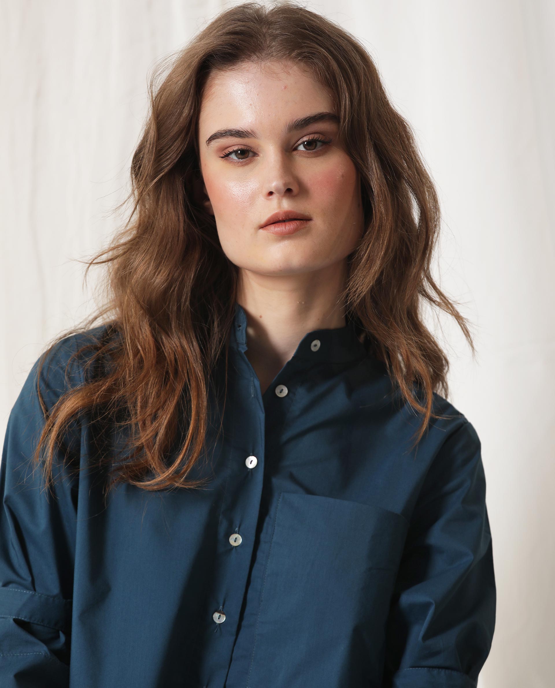 Rareism Womens Sendai Petrol Top Poly Lycra Fabric Regular Fit Half Sleeve Collared Neck