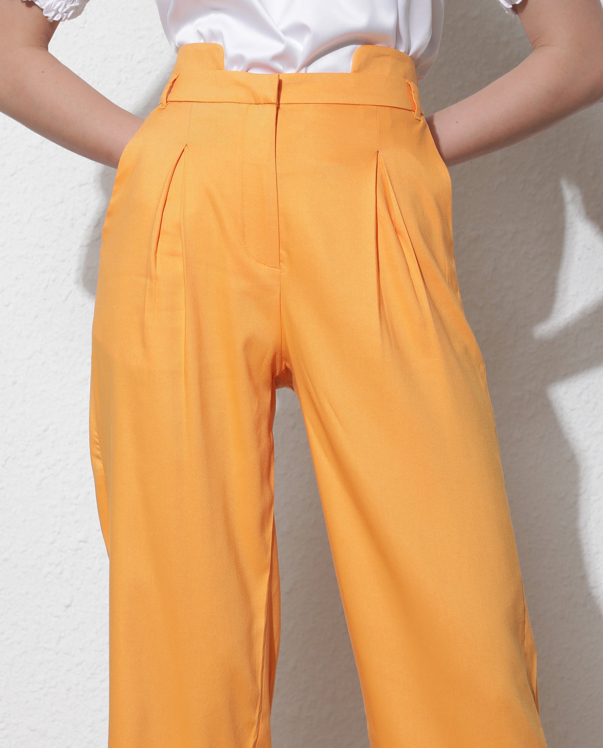 Rareism Women Evanova Mustard Viscose Fabric Tailored Fit High Rise Solid Ankle Length Trousers