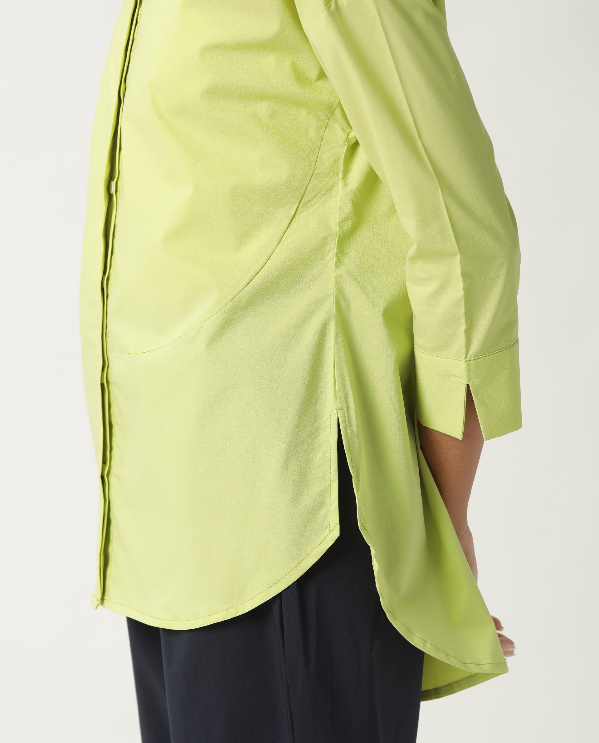 Rareism Womens Eleven Green Top Polyester Fabric Regular Fit 3/4 Sleeve Collared Neck