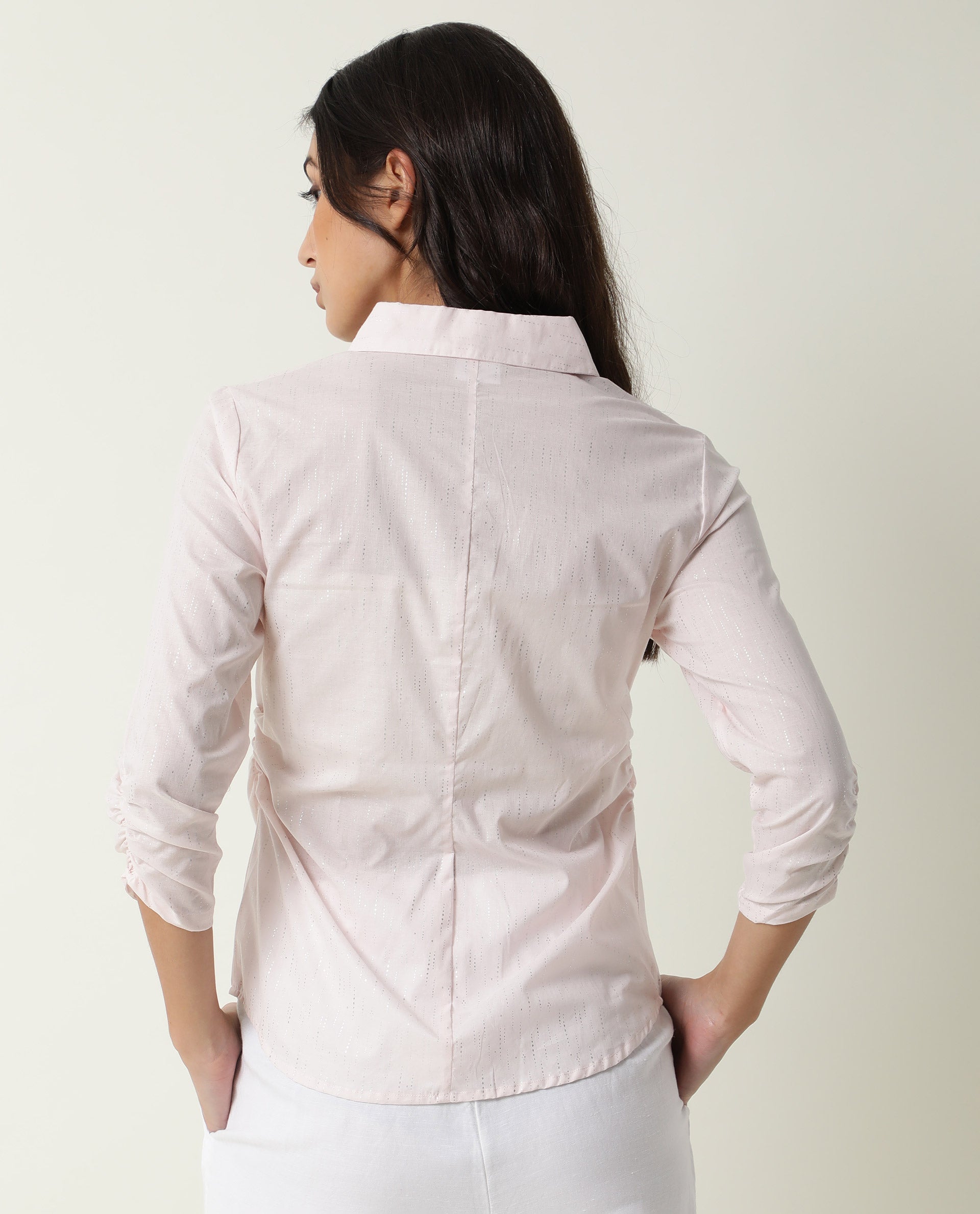 Rareism Womens Humpty Pink Top Cotton Fabric Regular Fit 3/4 Sleeve Collared Neck