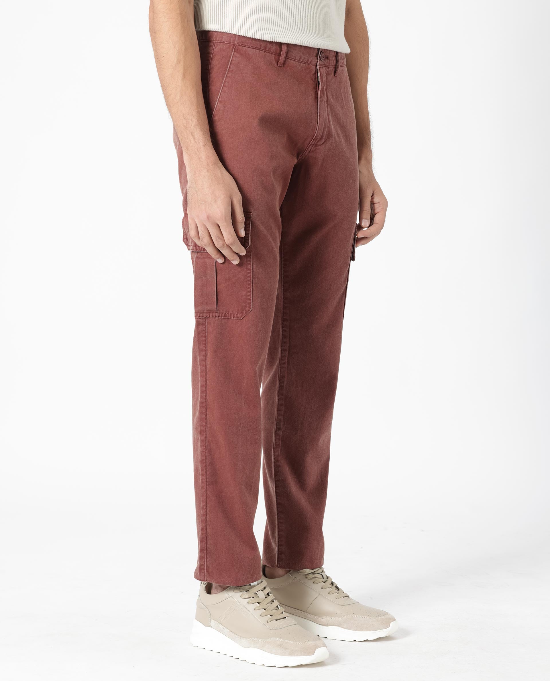Cotton Twill Cargo Trousers - Pants - Men