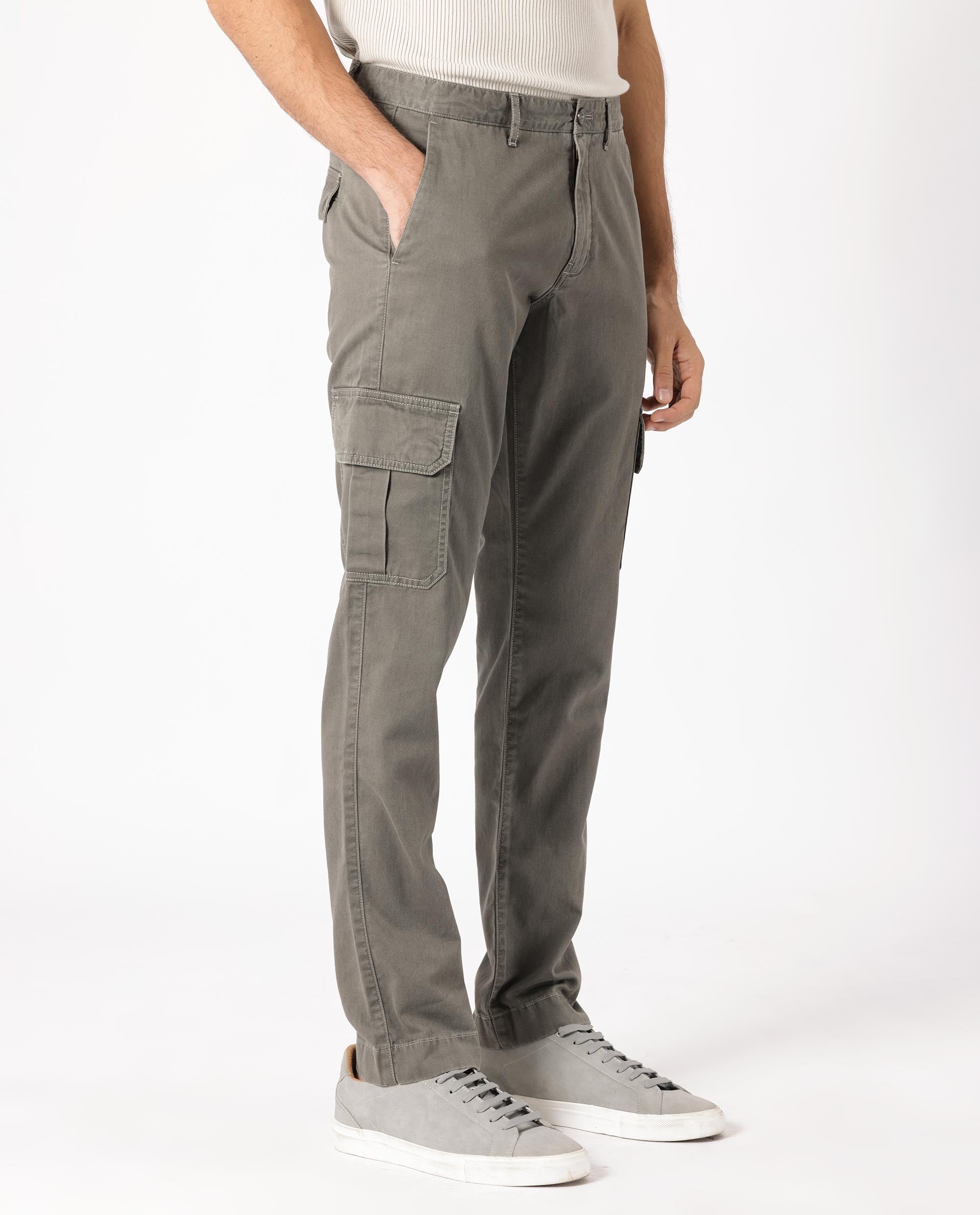 Broadstar Olive Straight Fit High Rise Cargo Pants