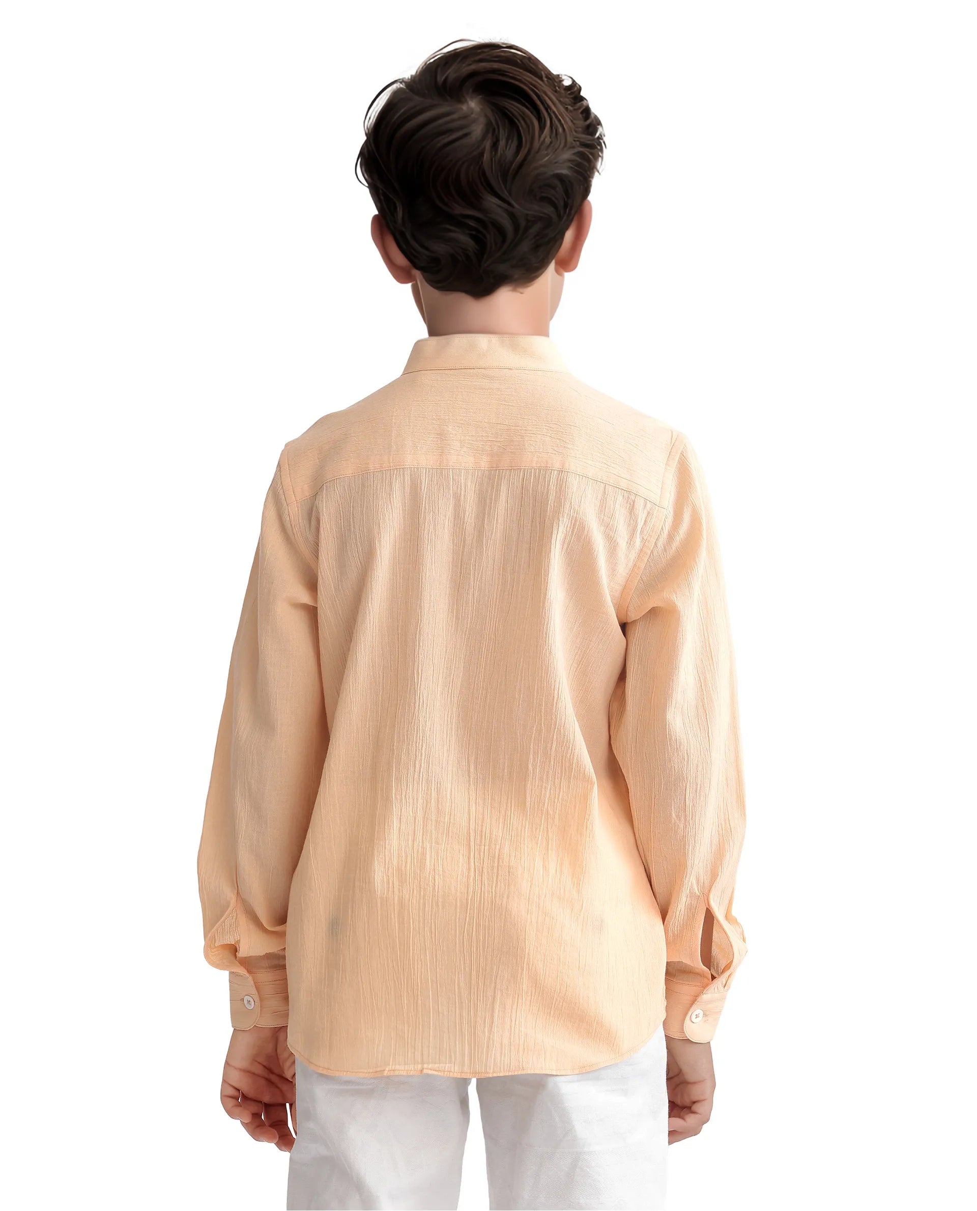 Rare Ones Kids Ines Light Orange Cotton Full Sleeve Spread Collar Solid Shirt
