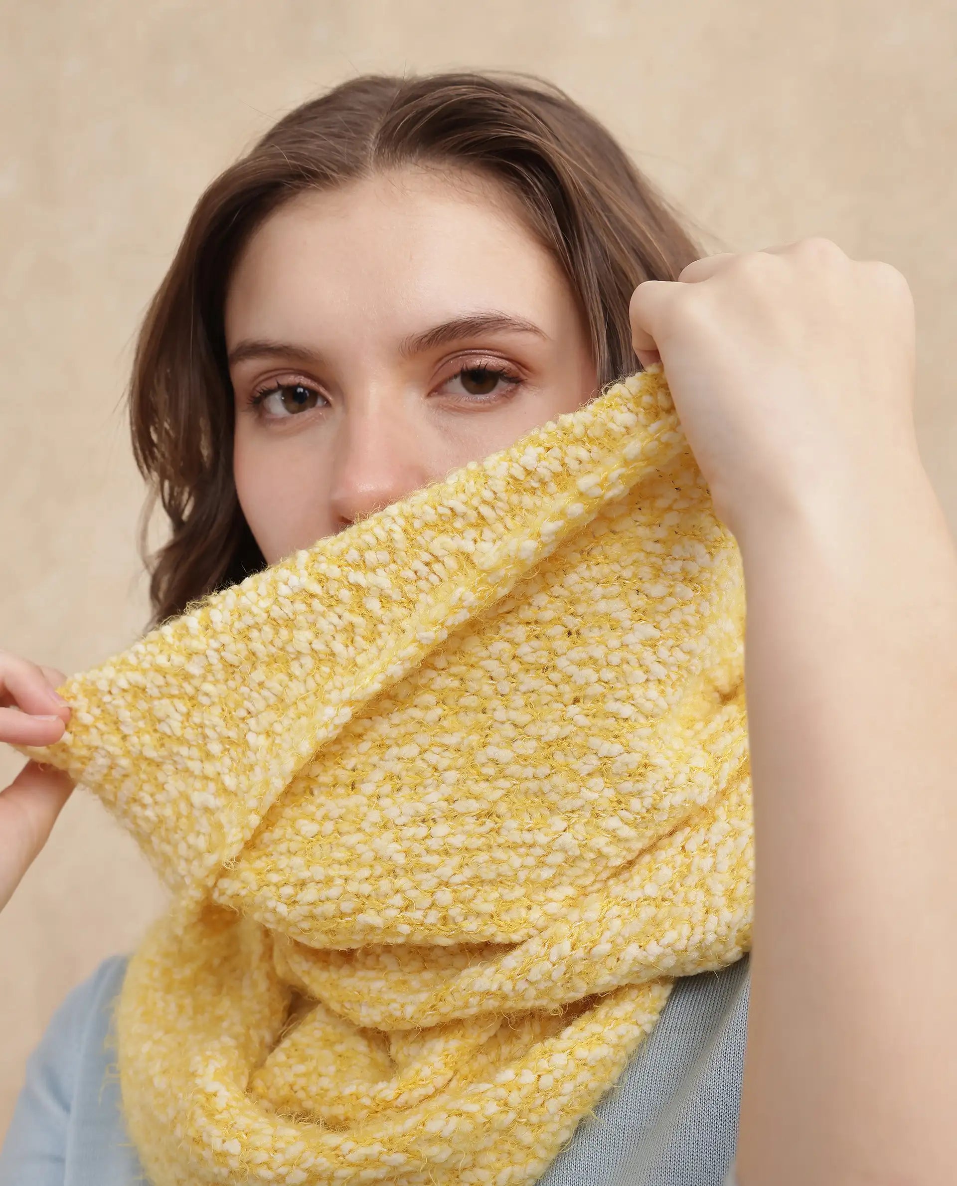 Rareism Women Infinn Yellow Plain Muffler