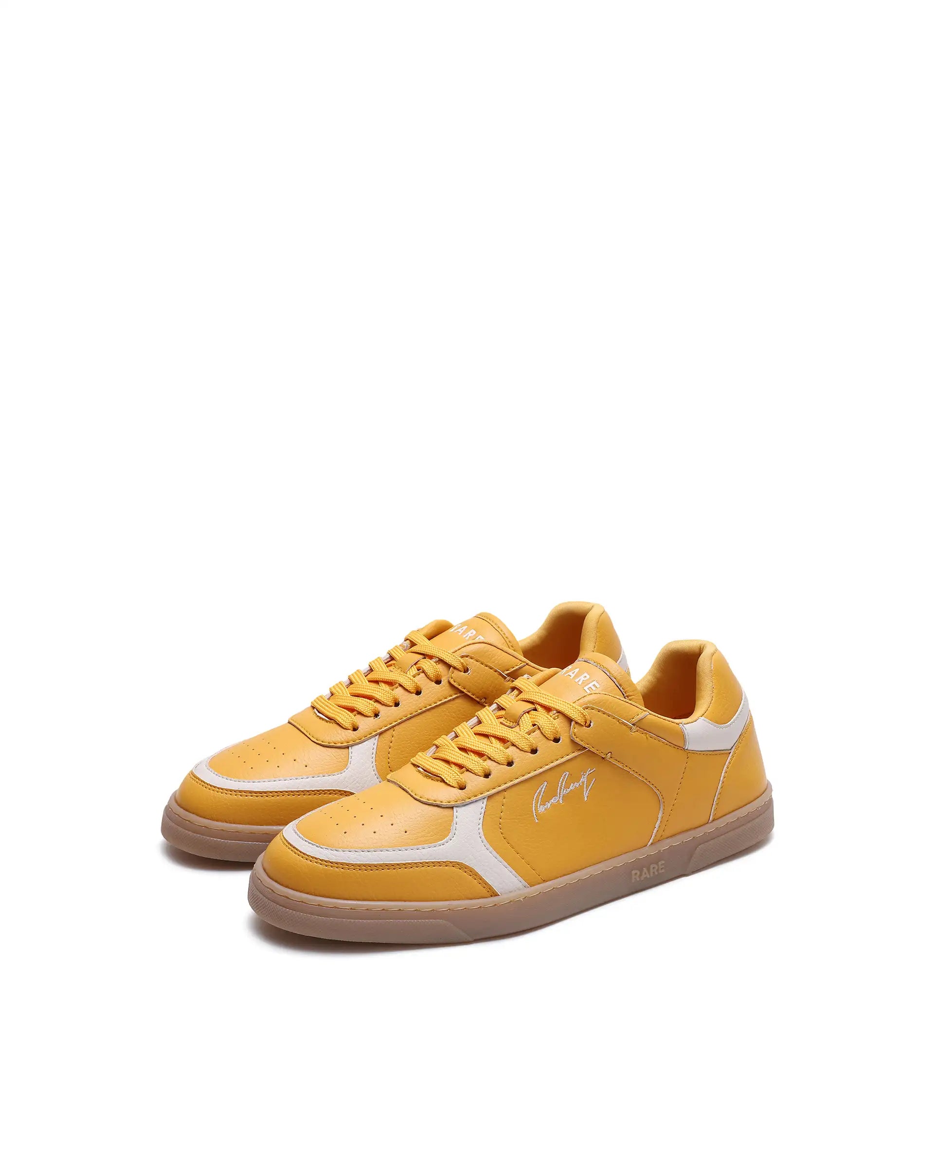 Rare Rabbit Men's Inforo Mustard Micro Leather Sneaker