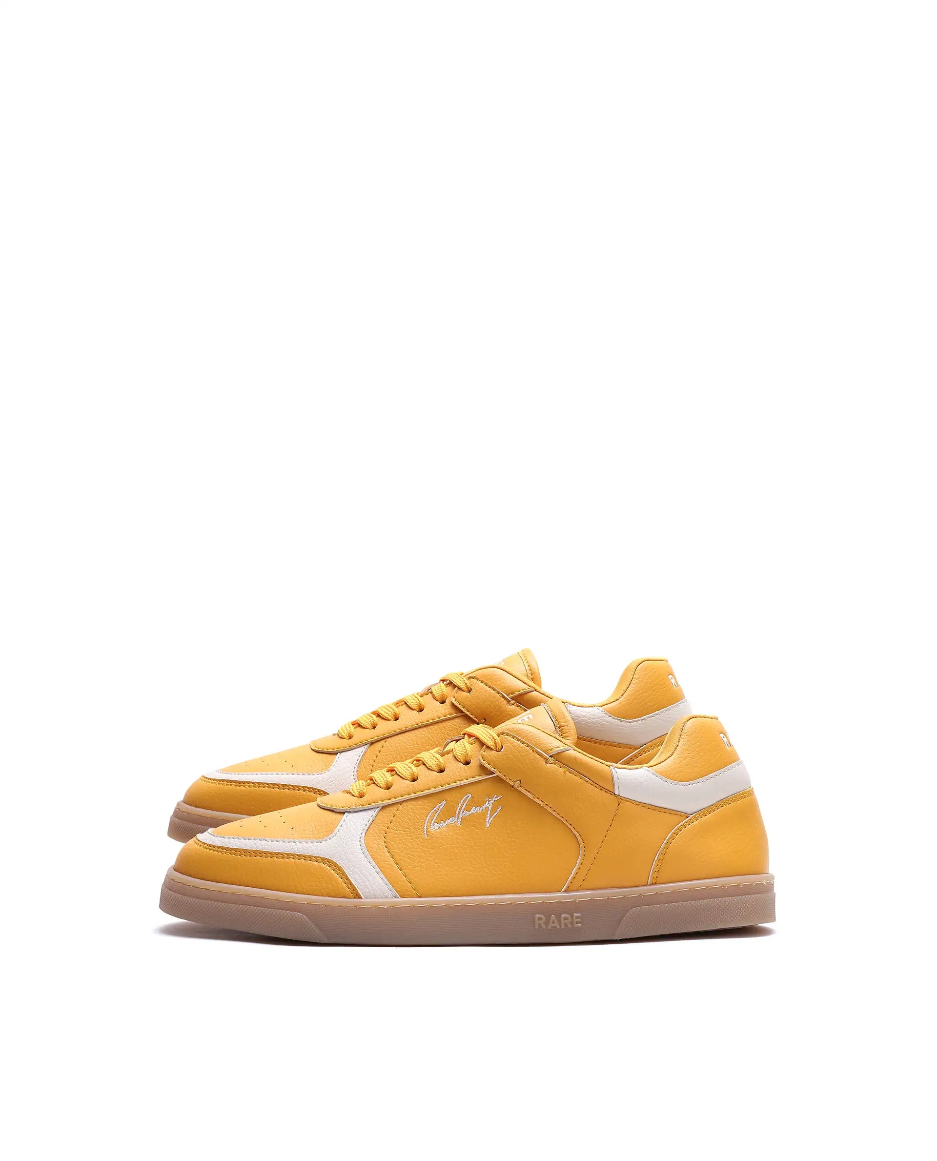 Rare Rabbit Men's Inforo Mustard Micro Leather Sneaker