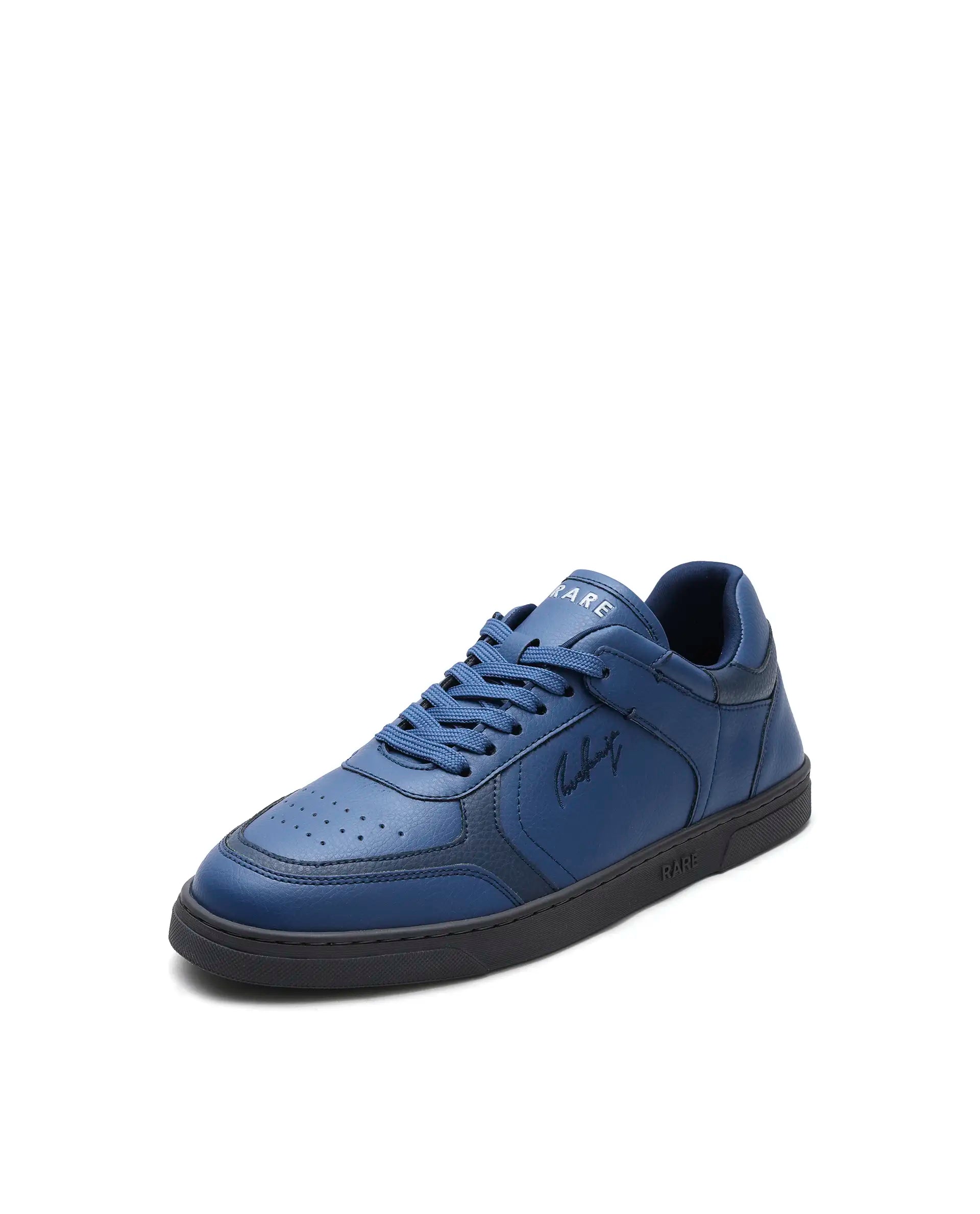 Rare Rabbit Men's Inforo Navy Micro Leather Sneaker