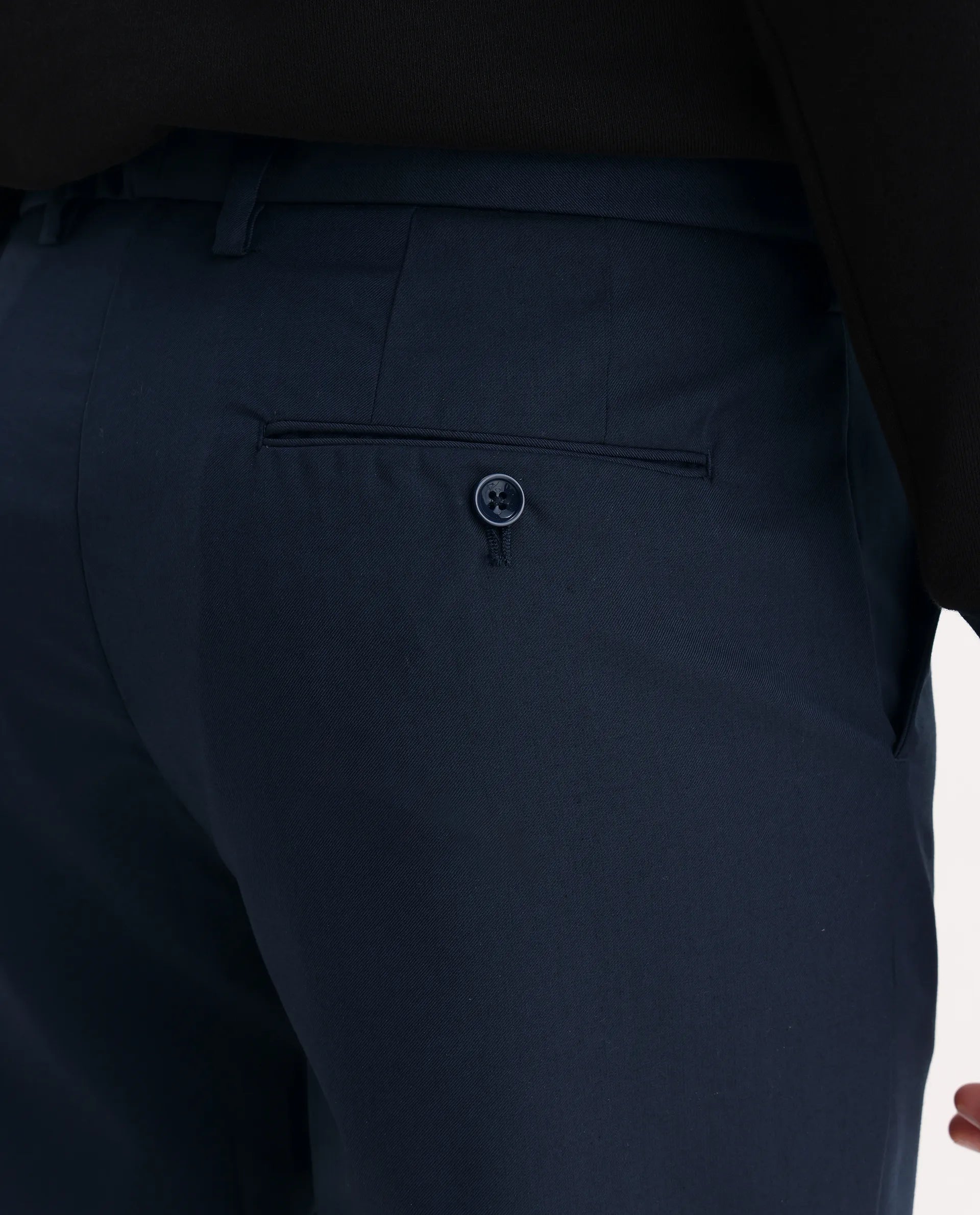 Rare Rabbit Men's Ital Navy Polyester Blend Plain Regular Fit Trouser