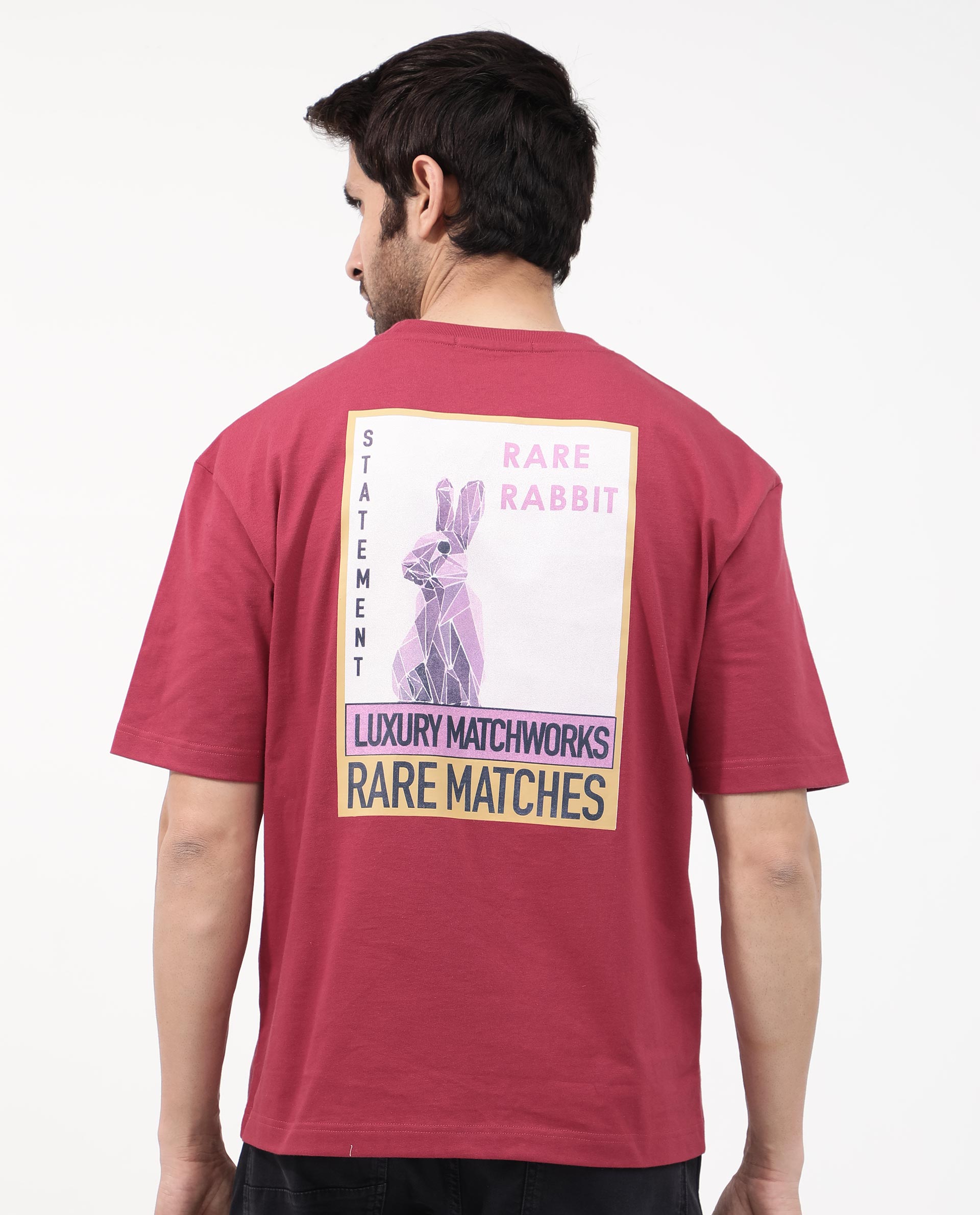 Rare Rabbit Articale Mens Iver Red Cotton Polyester Fabric Short Sleeve Crew Neck Oversized Fit Graphic Printed T-Shirt