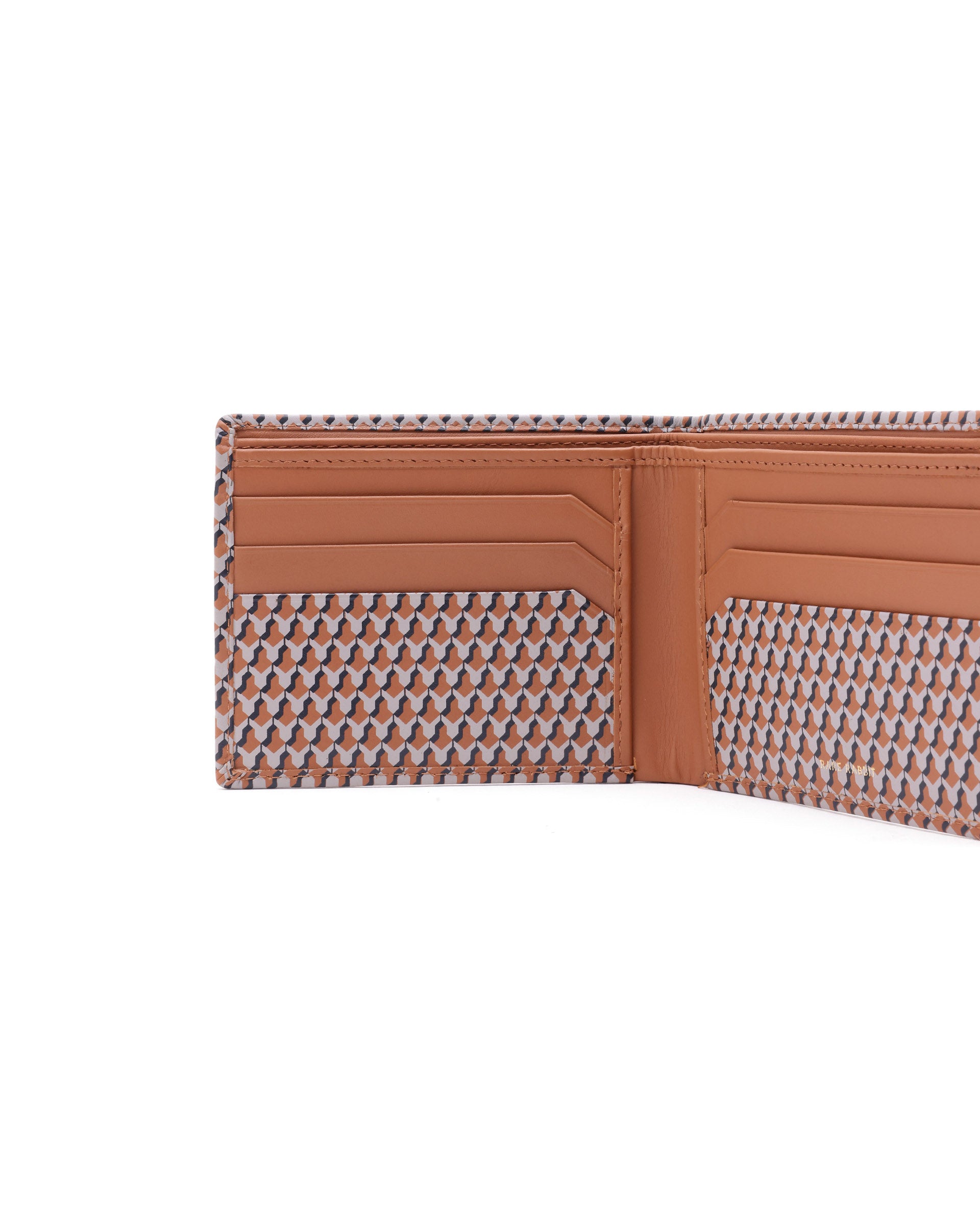 Rare Rabbit Men's Iver Tan Bi Fold Slim RFID Monogram Print Wallet