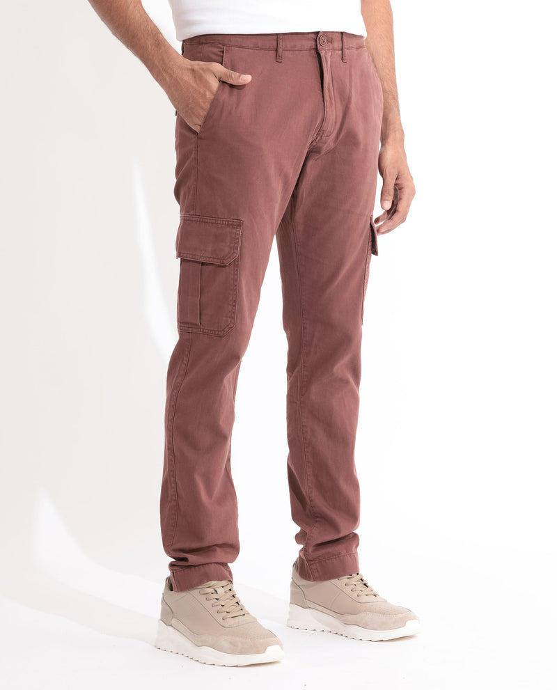 Rare Rabbit Men's Inbuil Light Brown Mid-Rise Regular Fit Cargo Trousers