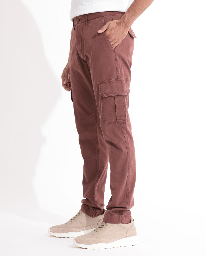 Rare Rabbit Men's Inbuil Light Brown Mid-Rise Regular Fit Cargo Trousers
