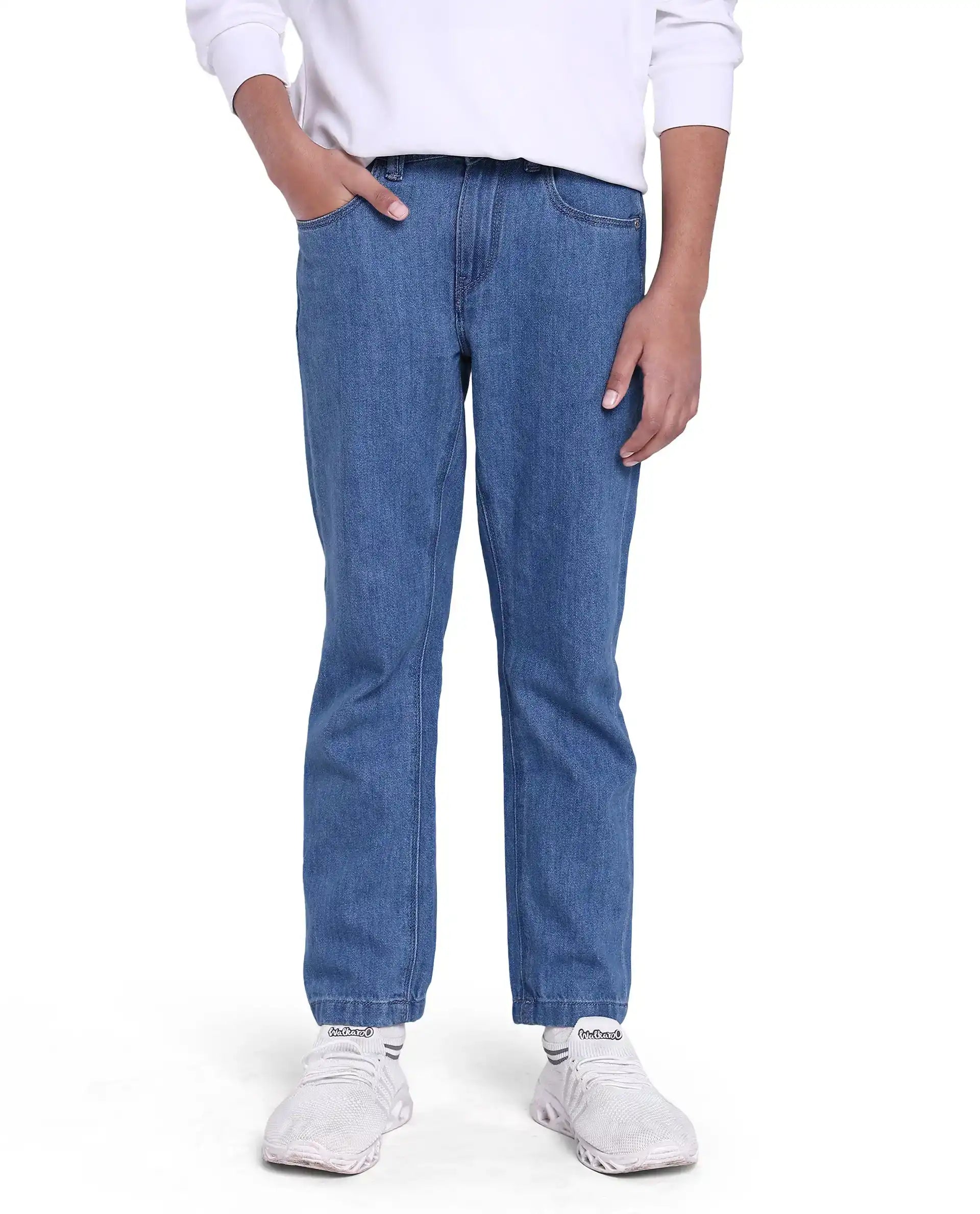 Rare Ones Kids Ivan Light Blue Cotton Slim Fit Denim Pant