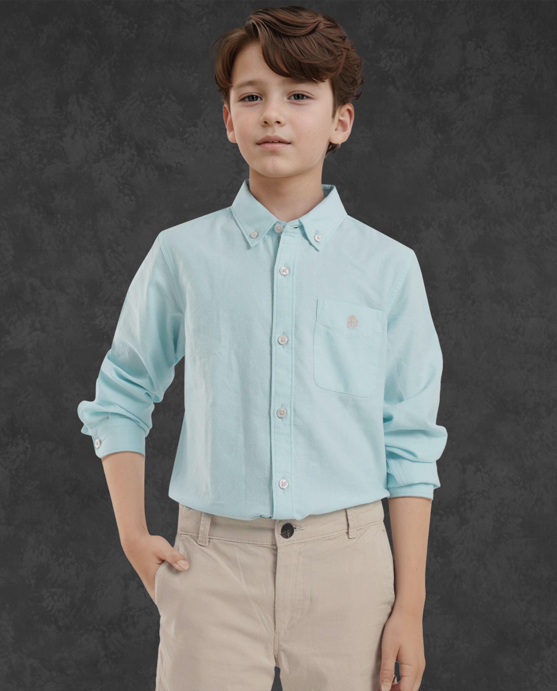 Rare Ones Kids Jac Blue Cotton Full Sleeves Button Down Regular Fit Solid Shirt