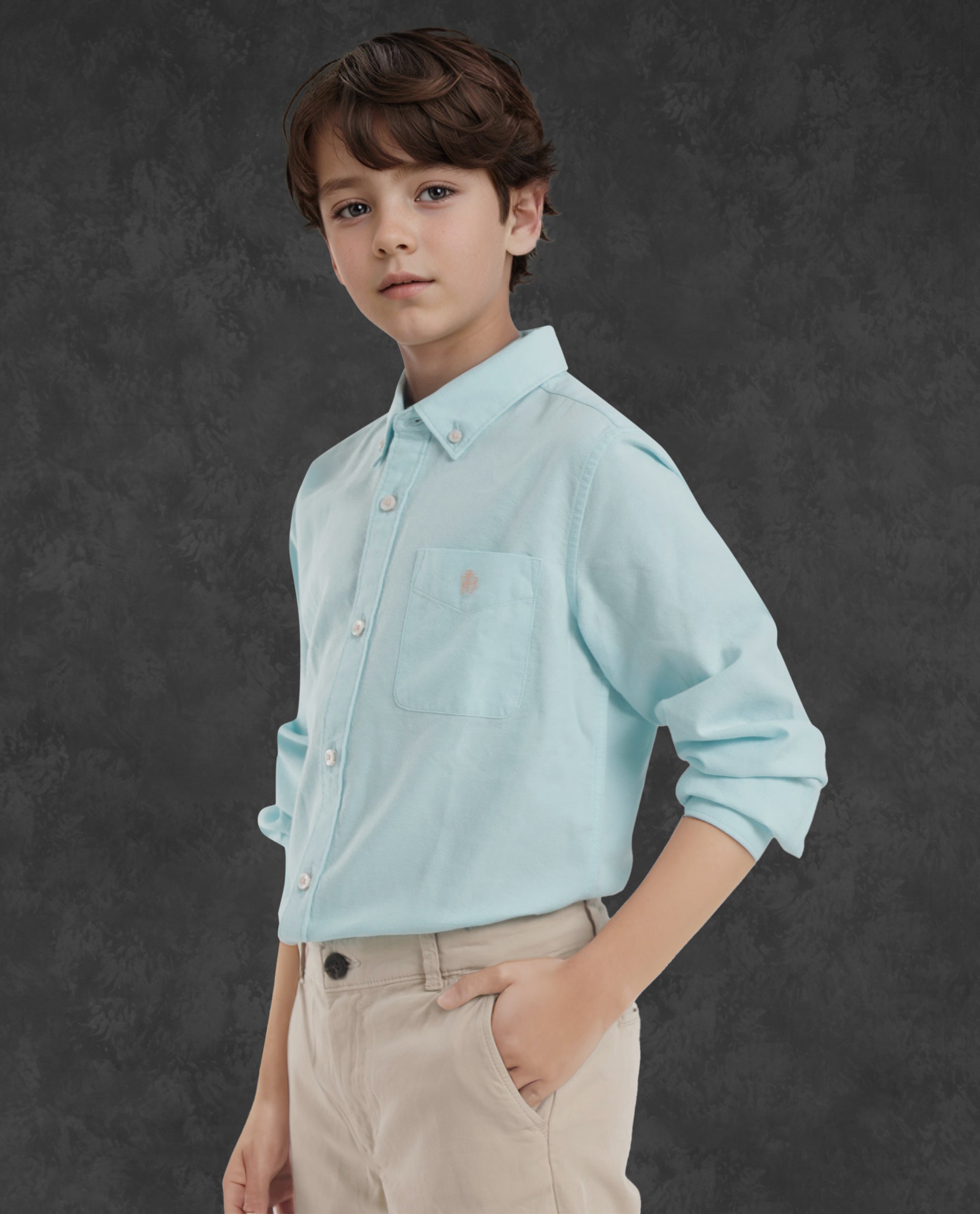 Rare Ones Kids Jac Blue Cotton Full Sleeves Button Down Regular Fit Solid Shirt