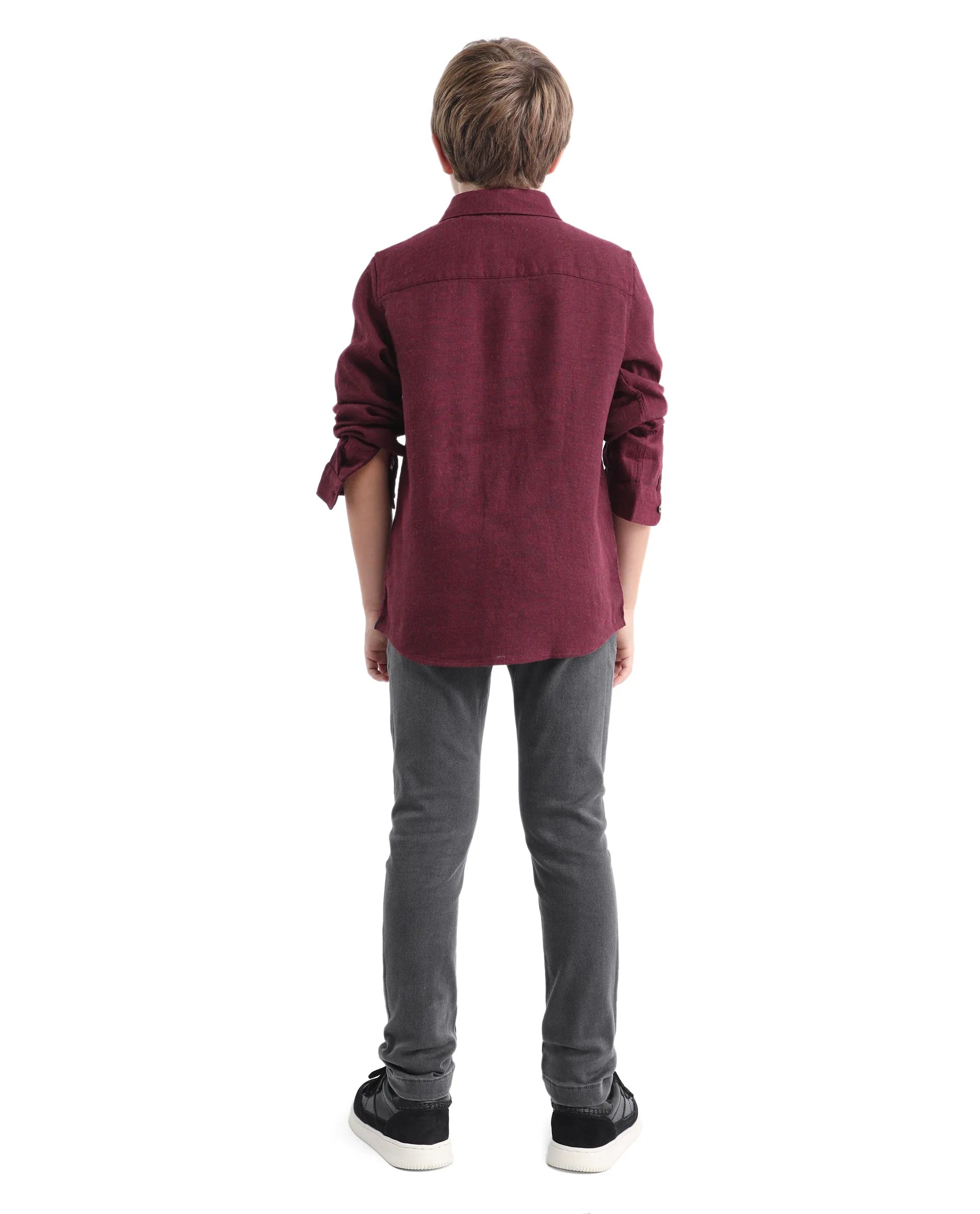 Rare Ones Kids Jace-K Grey Cotton Solid Button Closure Slim Fit Fit Denim Pant