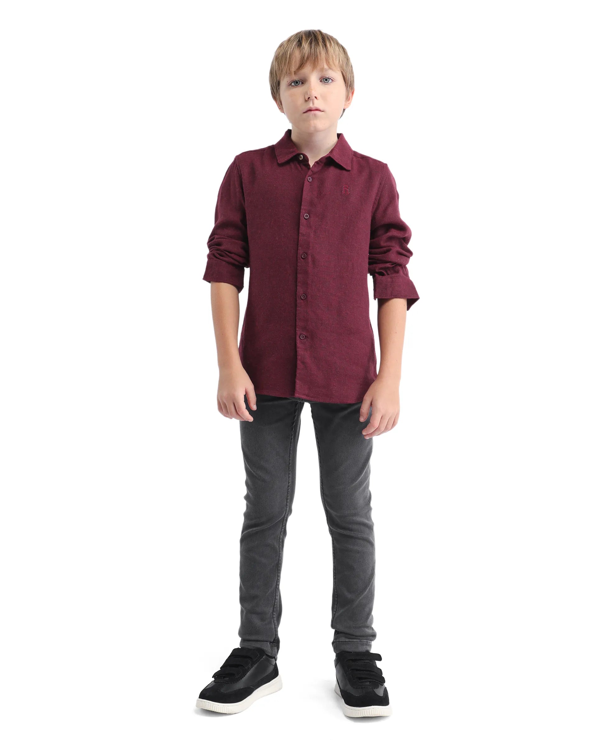 Rare Ones Kids Jace-K Grey Cotton Solid Button Closure Slim Fit Fit Denim Pant