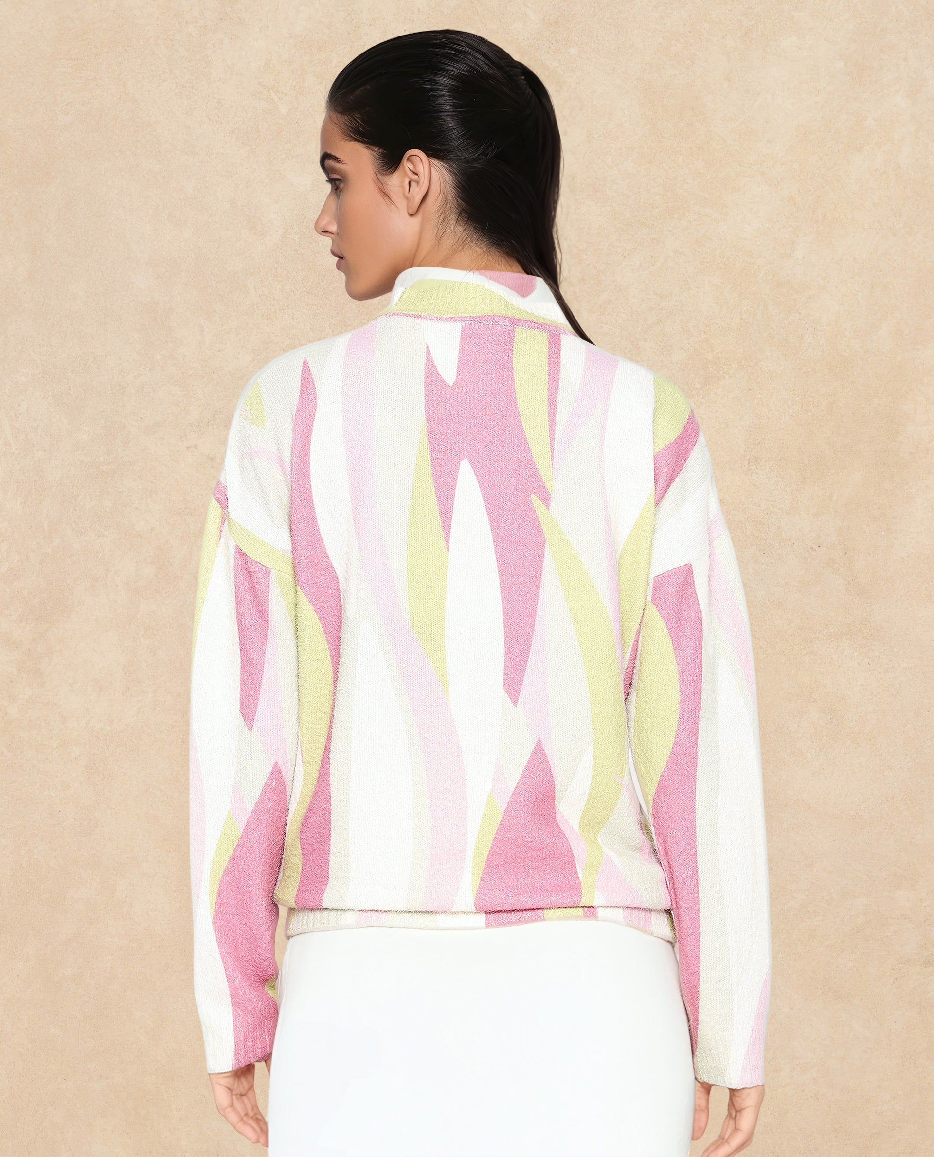 Rareism Women Jacira Light Multi Relaxed Fit Printed Sweater