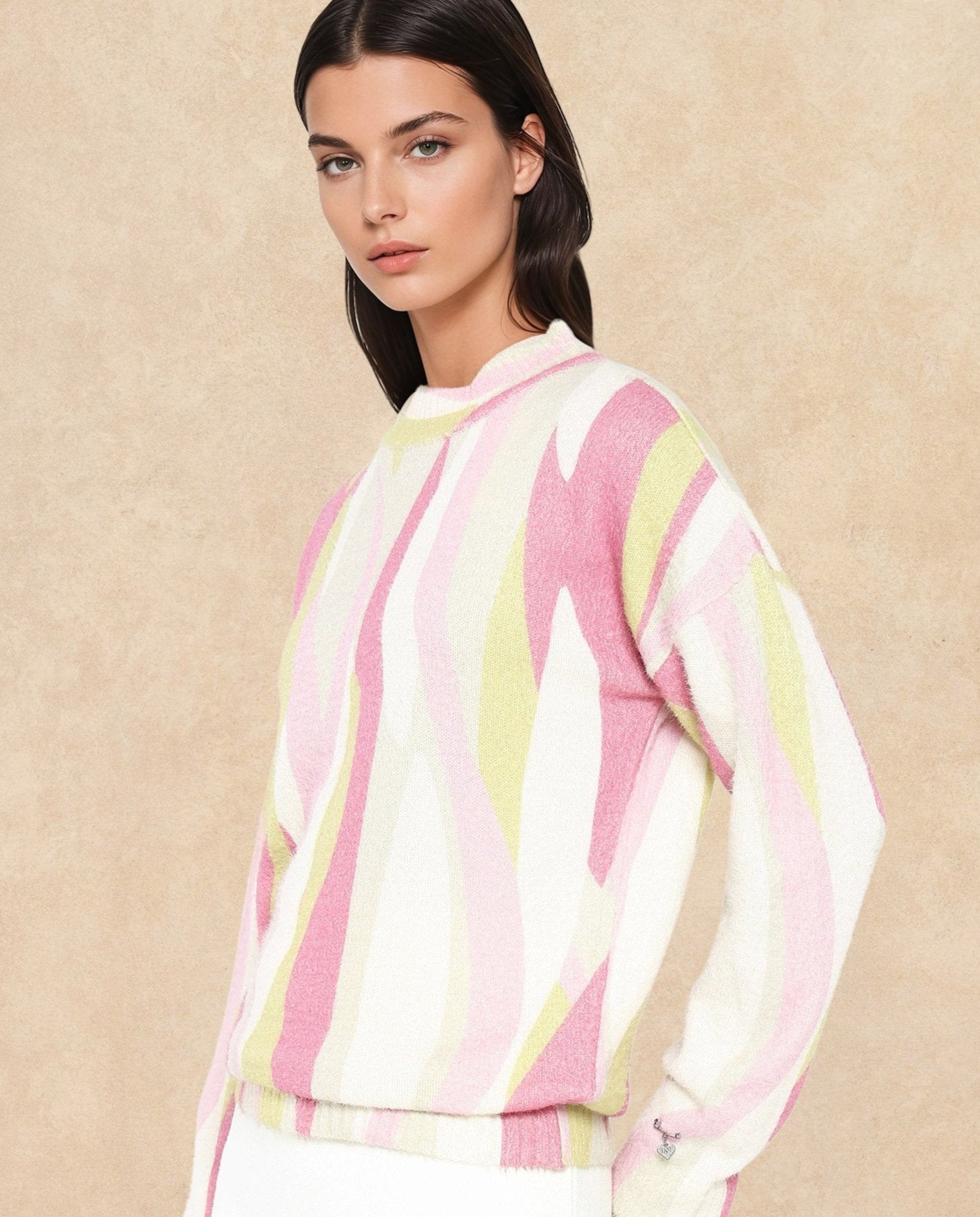 Rareism Women Jacira Light Multi Relaxed Fit Printed Sweater