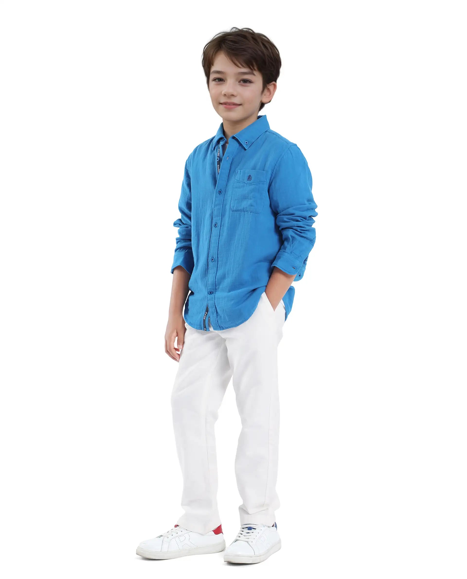 Rare Ones Kids Jack Off White Cotton Plain Button & Zip & Drawstring Closure Regular Fit Trouser