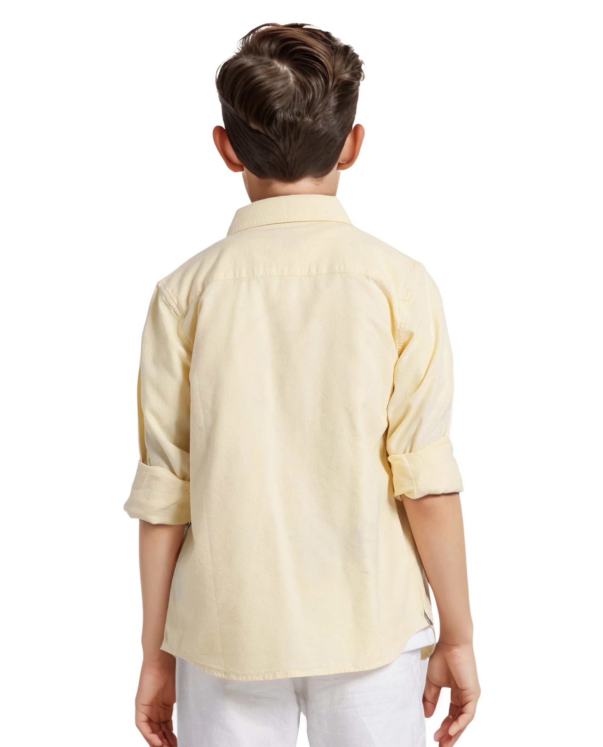 Rare Ones Kids Jac Pastel Yellow Cotton Full Sleeves Button Down Regular Fit Solid Shirt
