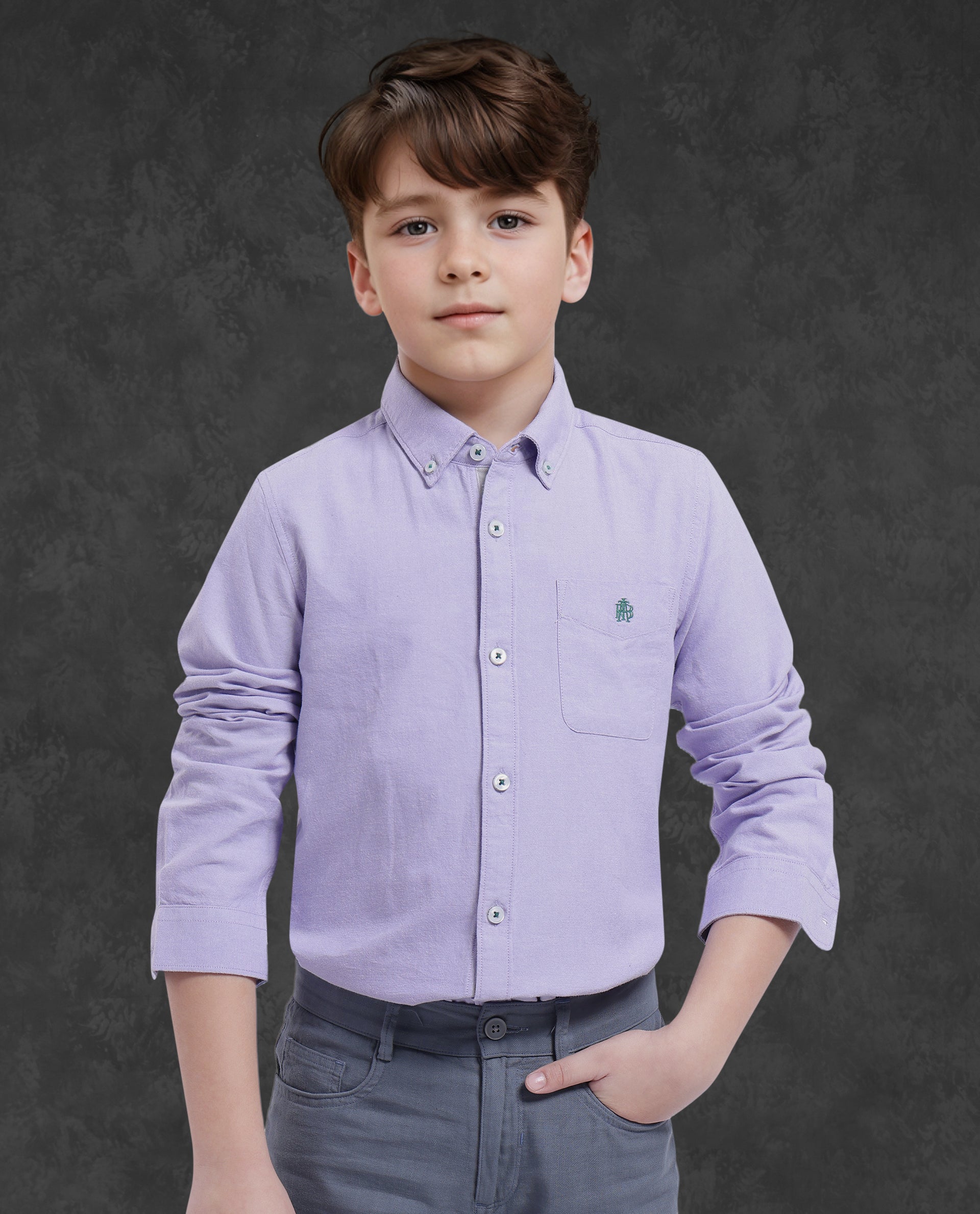 Rare Ones Kids Jac Purple Cotton Full Sleeves Button Down Regular Fit Solid Shirt
