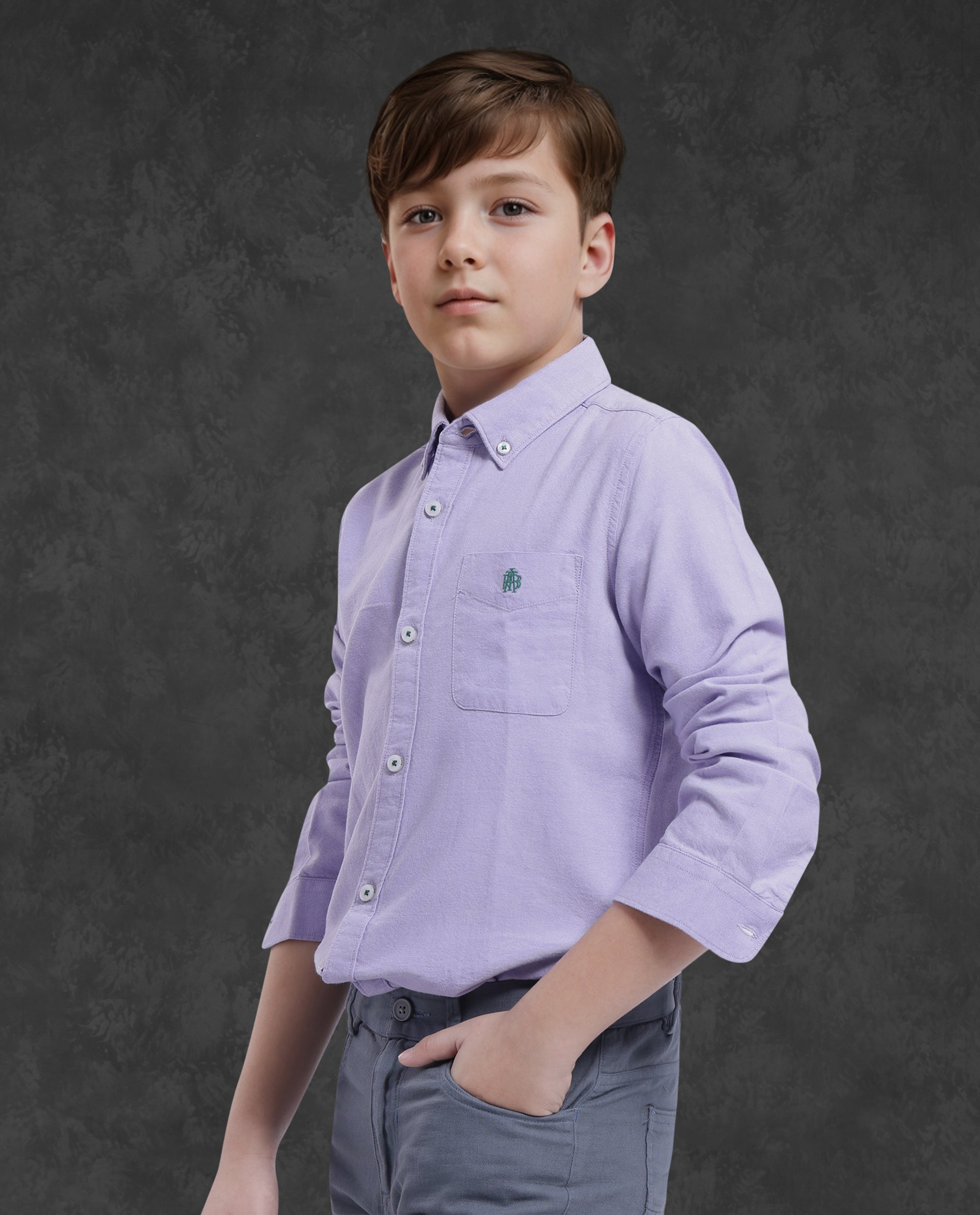 Rare Ones Kids Jac Purple Cotton Full Sleeves Button Down Regular Fit Solid Shirt