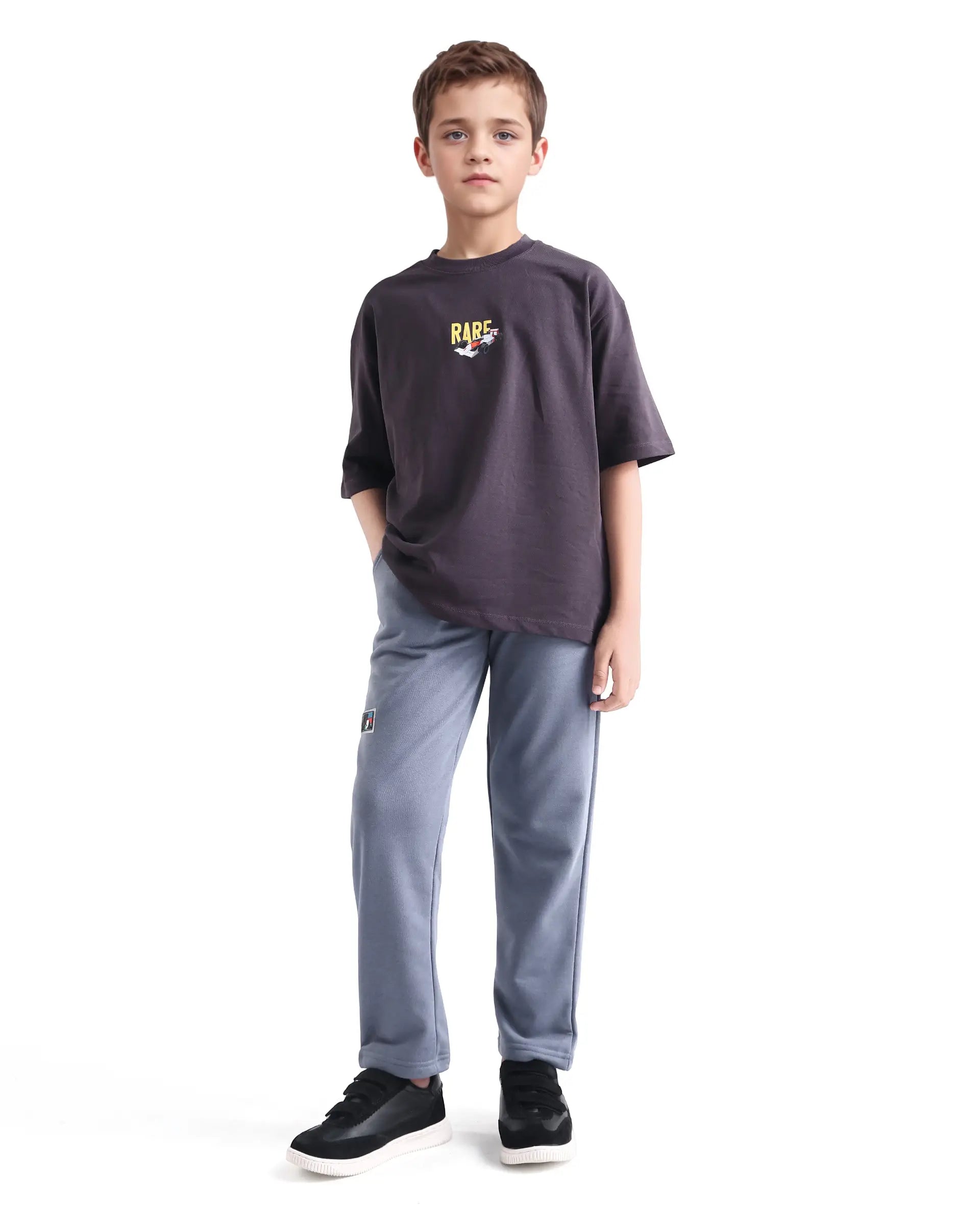 Rare Ones Kids Jag-B Dusky Purple Cotton Blend Pigment Print Straight Fit Trackpant