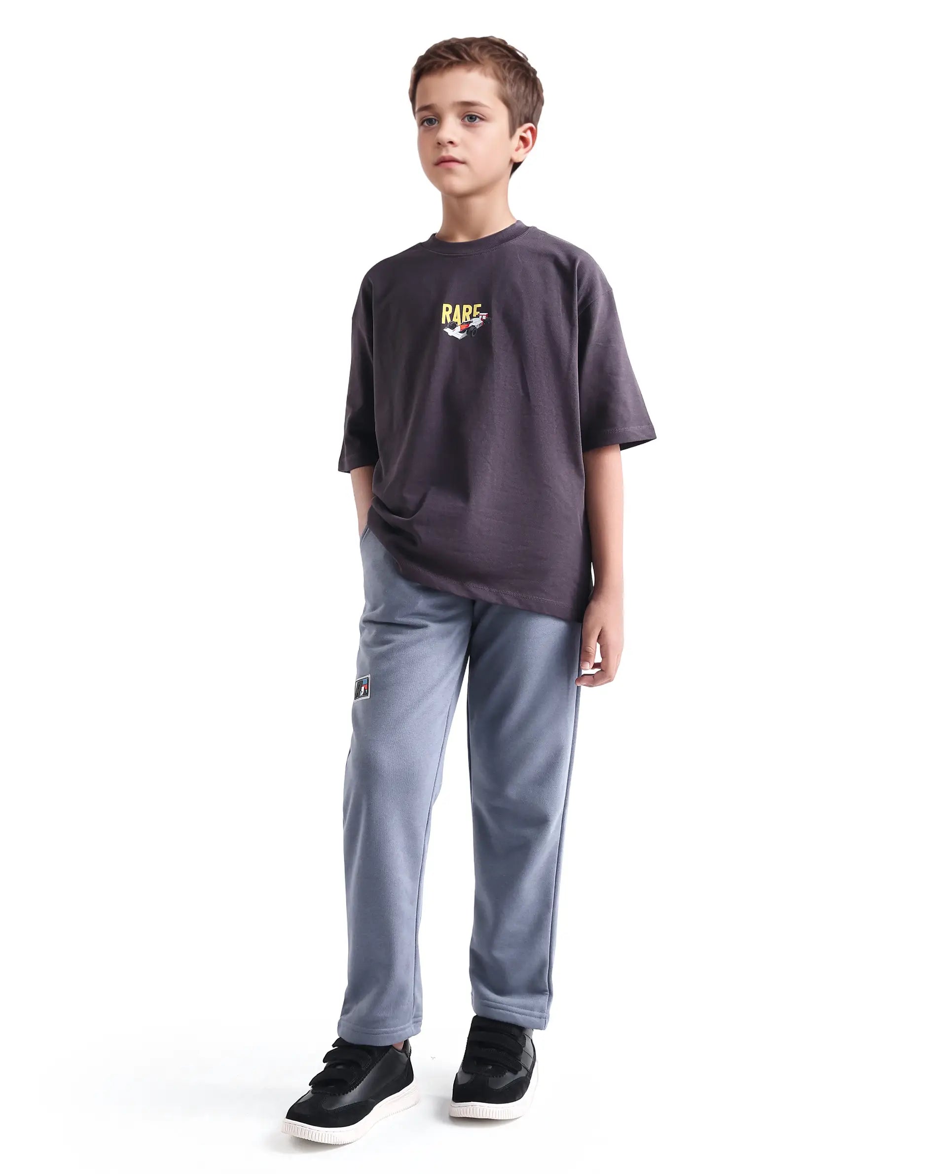 Rare Ones Kids Jag-B Dusky Purple Cotton Blend Pigment Print Straight Fit Trackpant