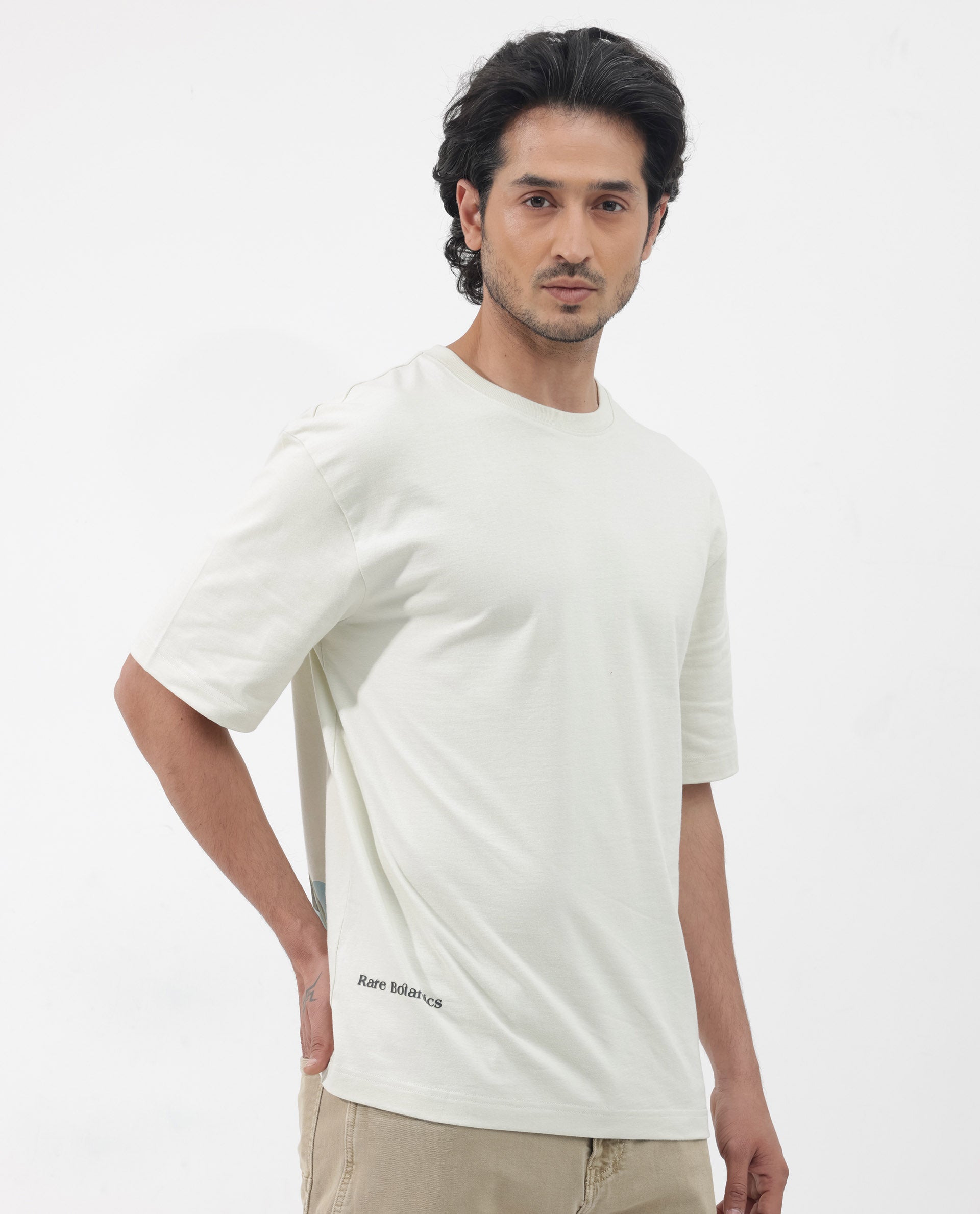 Rare Rabbit Articale Men's Jaime Pastel Green Cotton Polyester Fabric Crew Neck Oversized Fit Knit Floral Print T-Shirt