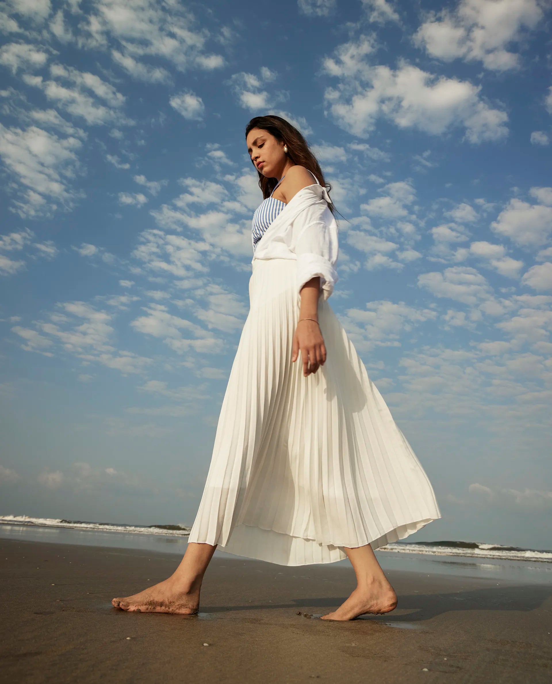 Buy Jansu - Off White Plain Flared Skirt| Rareism Buy Jansu - Off White Plain Flared Skirt| Rareism