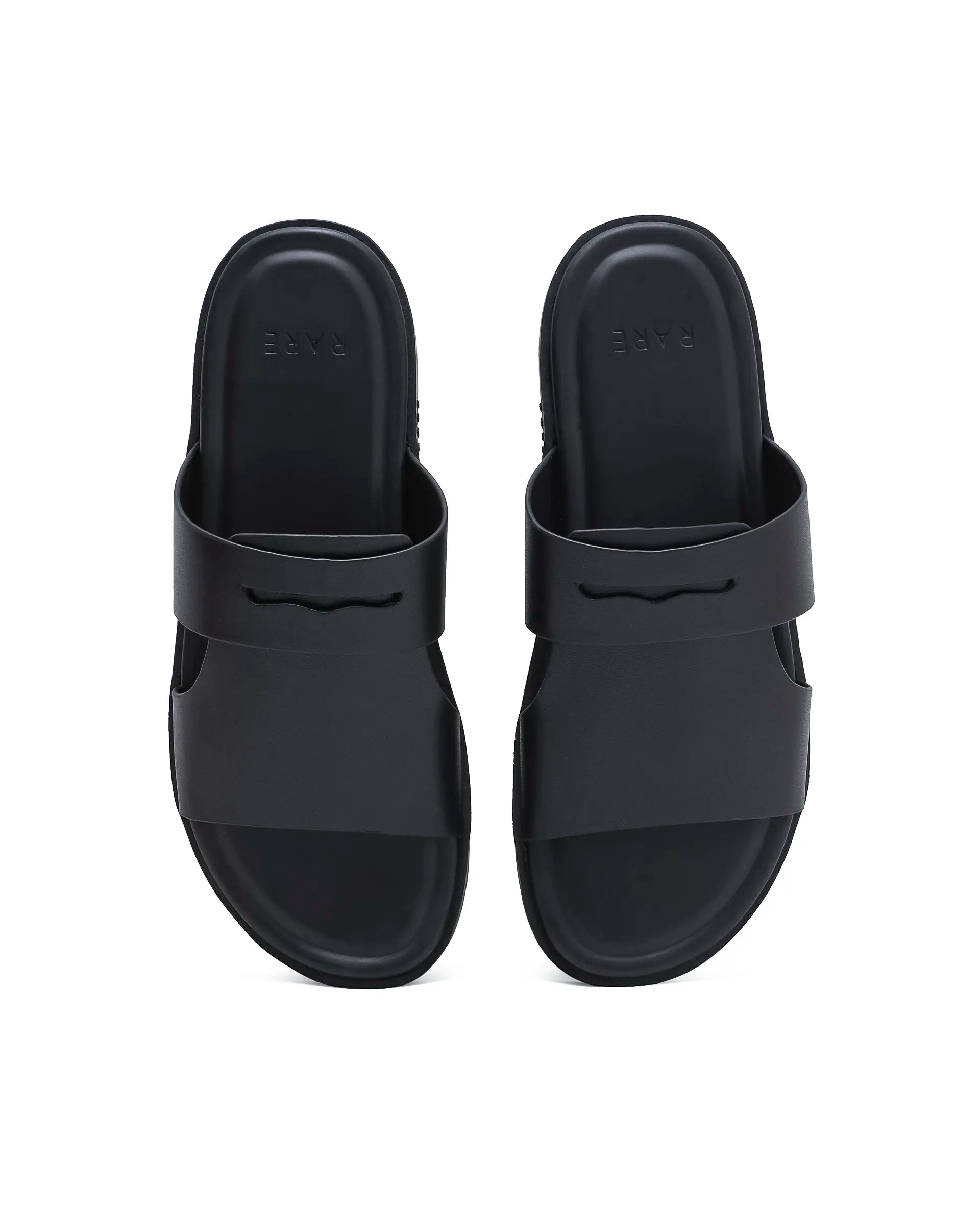 Rarez Men's Jaxa Black Leather Regular Sandal