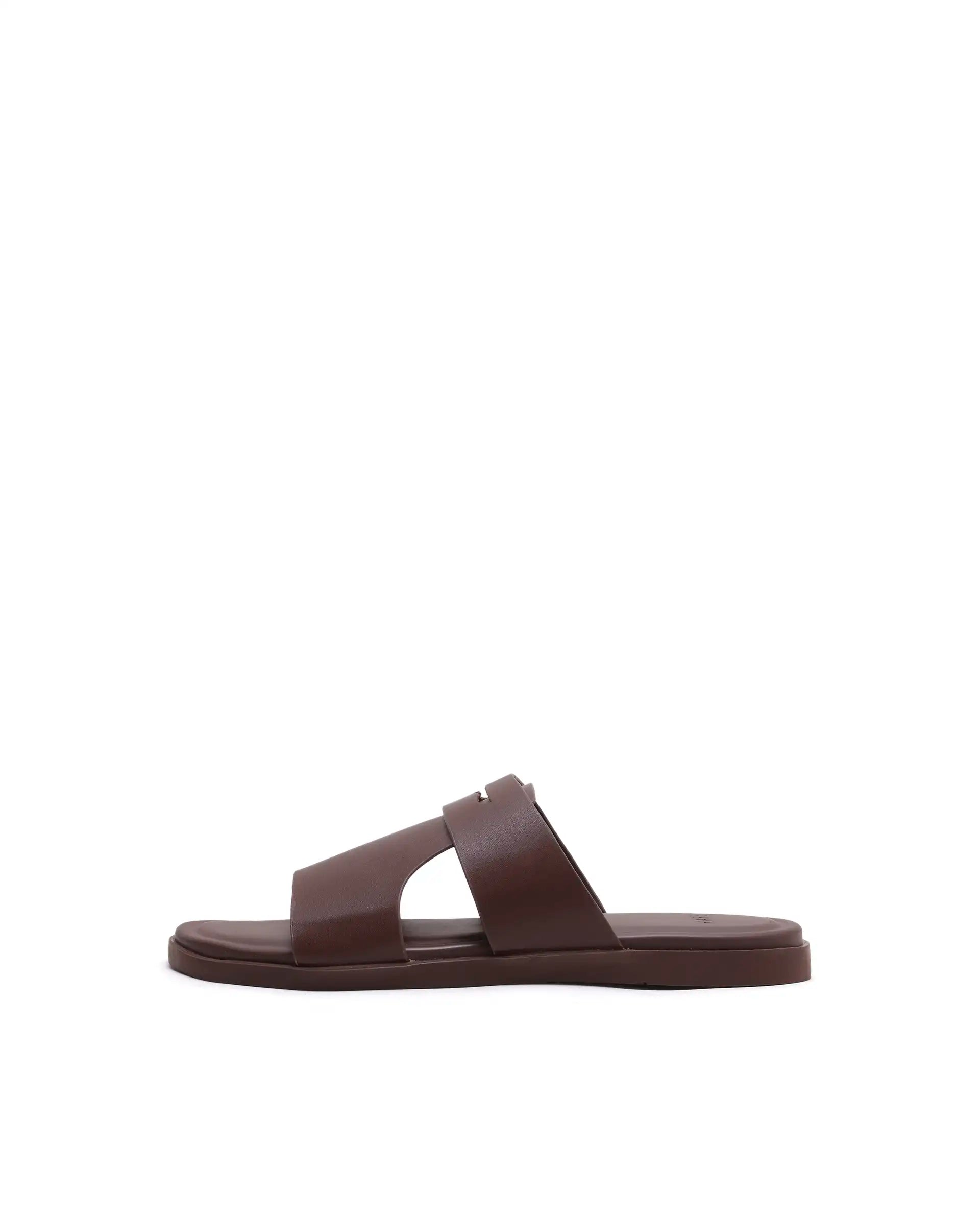 Rarez Men's Jaxa Dark Holy Rust Leather Regular Sandal