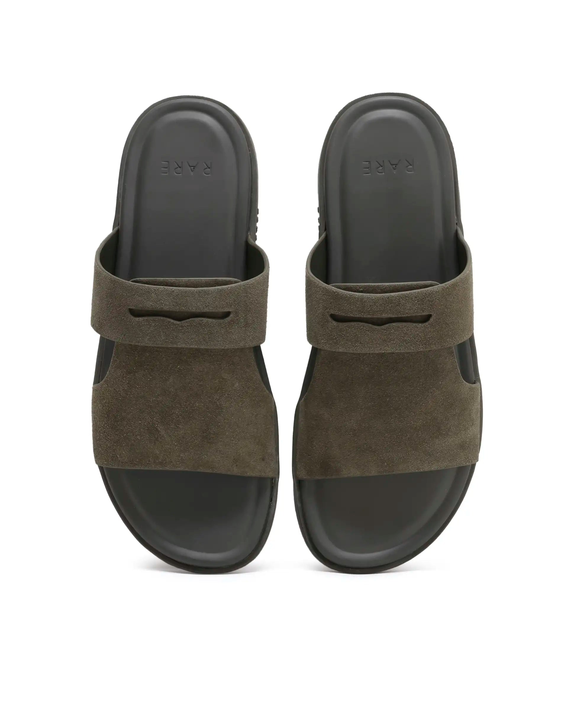 Rarez Men's Jaxa Olive Leather Regular Sandal
