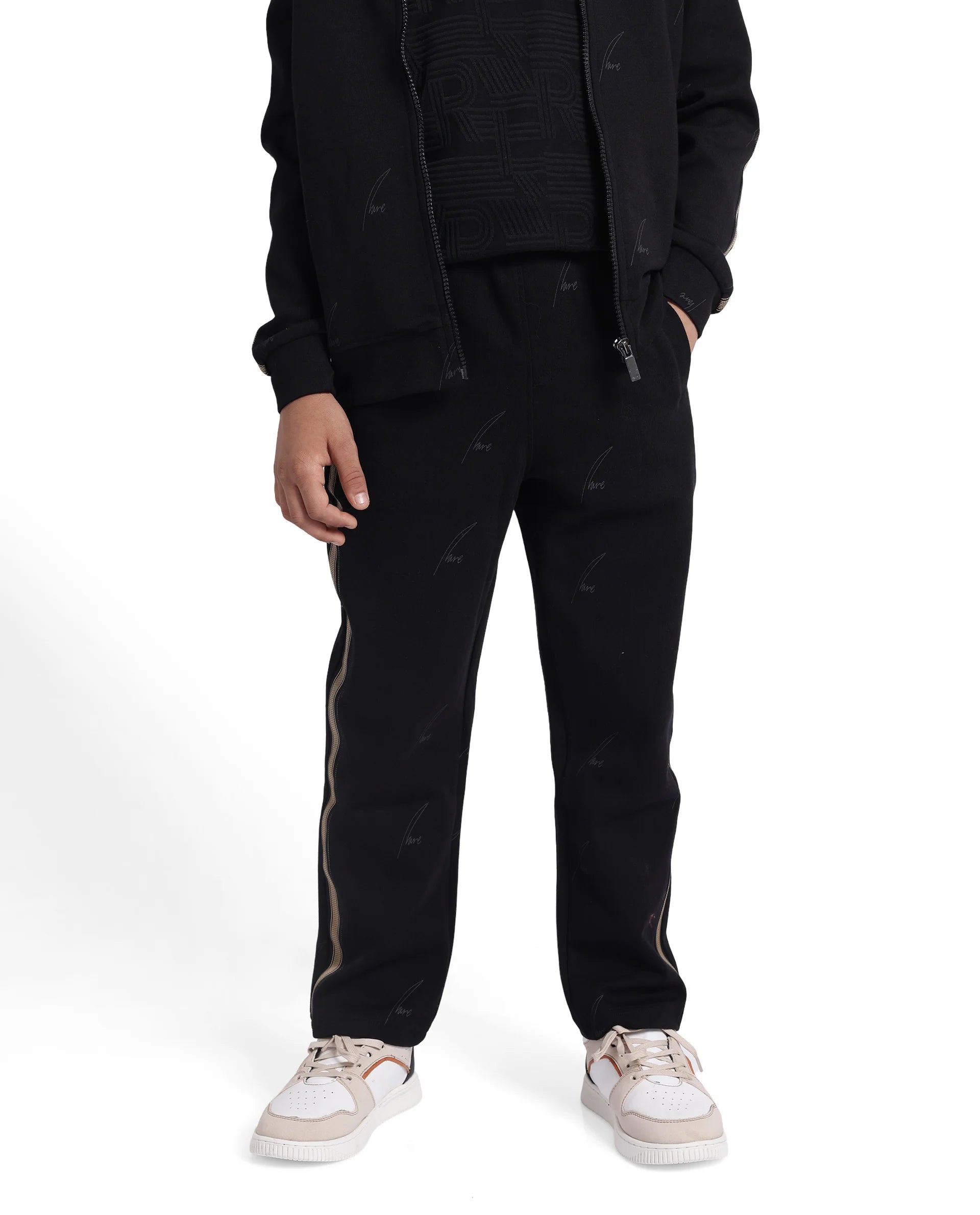 Rare Ones Kids Jeck Black Cotton Poly Jelly Print Trackpant