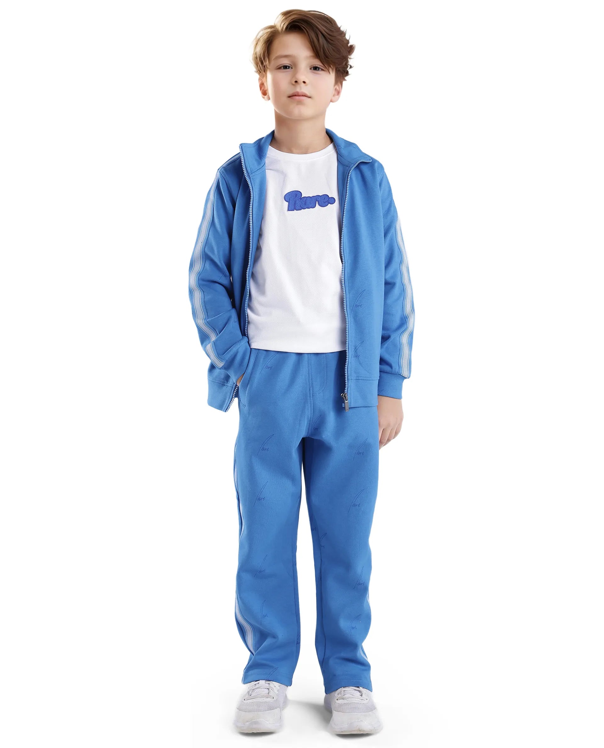 Rare Ones Kids Jeck Blue Cotton Poly Jelly Print Trackpant