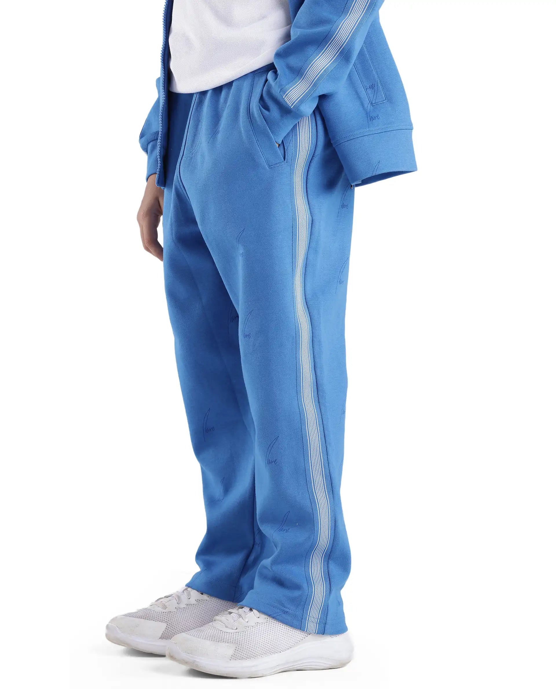Rare Ones Kids Jeck Blue Cotton Poly Jelly Print Trackpant