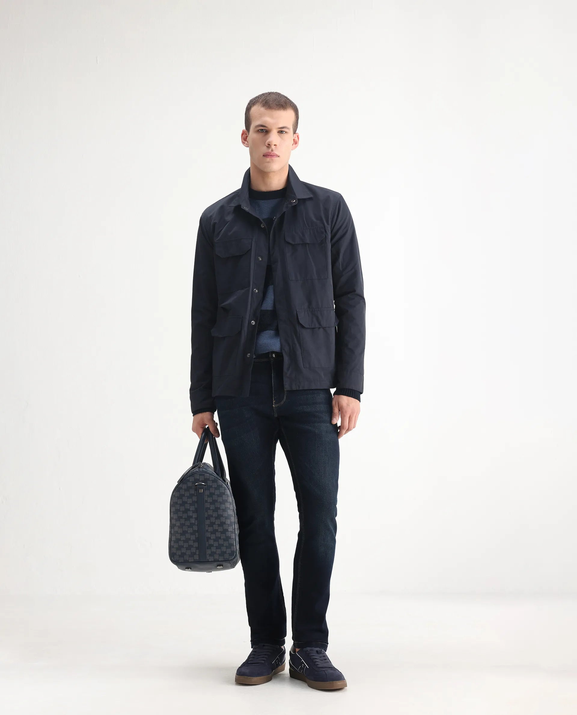 Rare Rabbit Men's Jena Dusky Blue Cotton Blend Plain Hawk Slim Fit Jeans