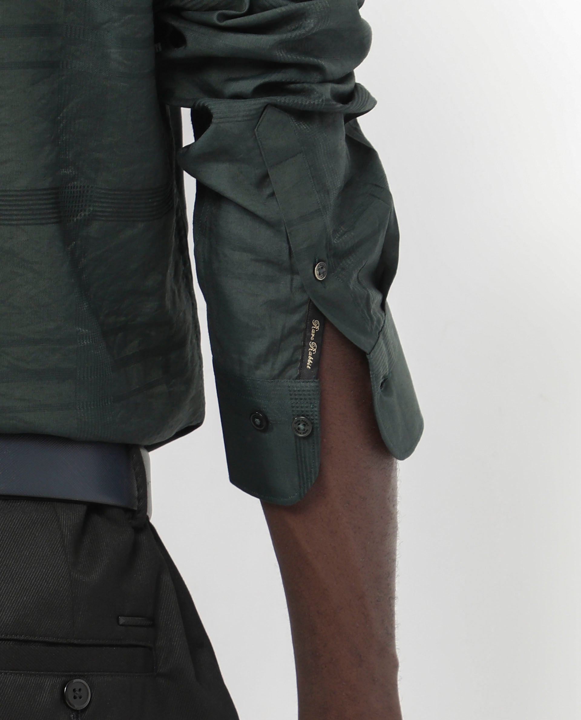 Rare Rabbit Men's Jerdo Green Viscose Nylon Fabric Full Sleeves Regular Fit Checked Shirt