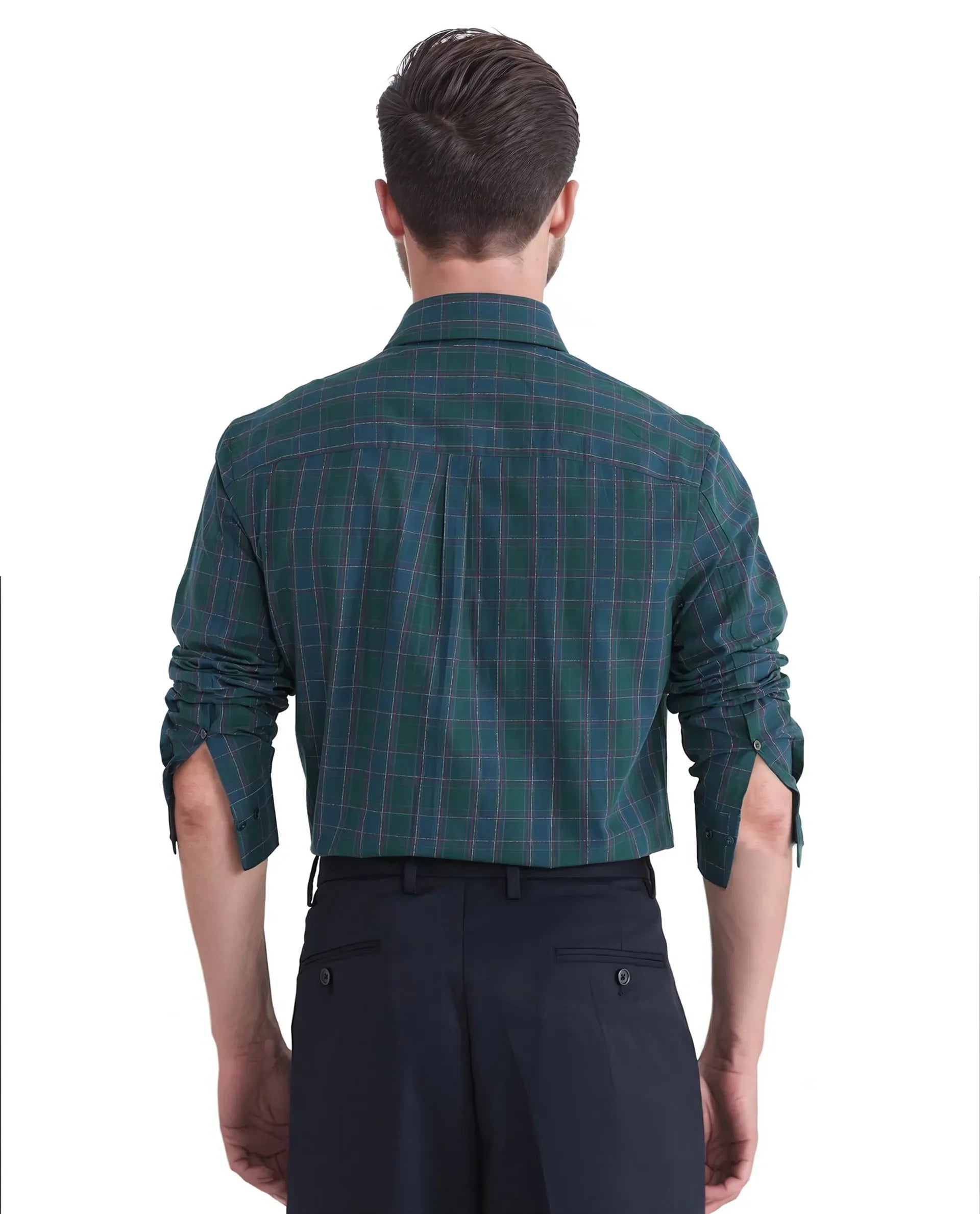 Rare Rabbit Men's Jessen Blue Cotton Fabric Full Sleeve Checks Shirt